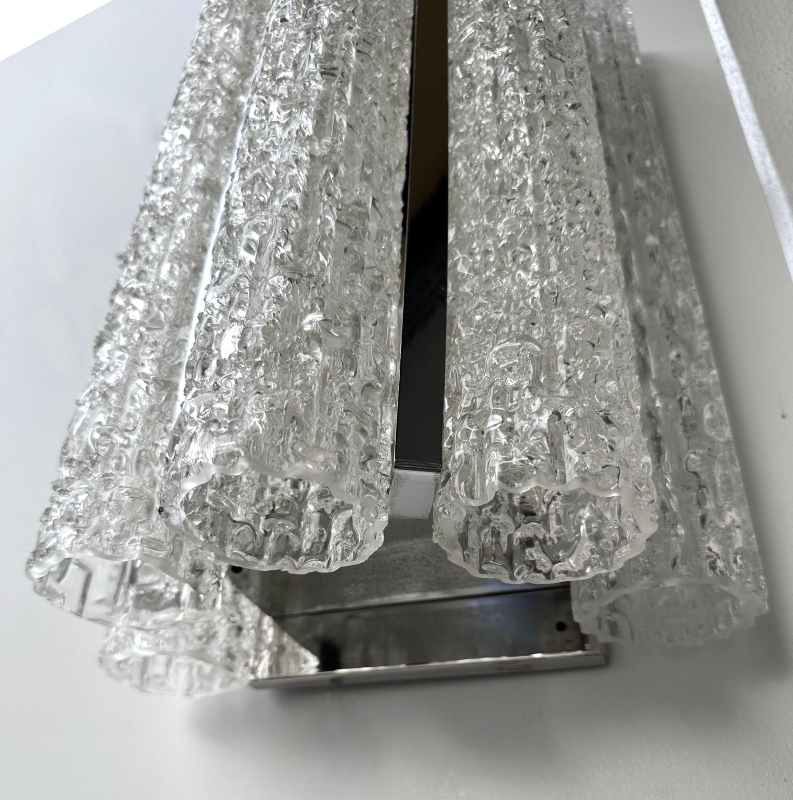 photo vinterior Pair Of Glass Tube And Metal Chrome Sconces By Doria Leuchten. Germany, 1970s
