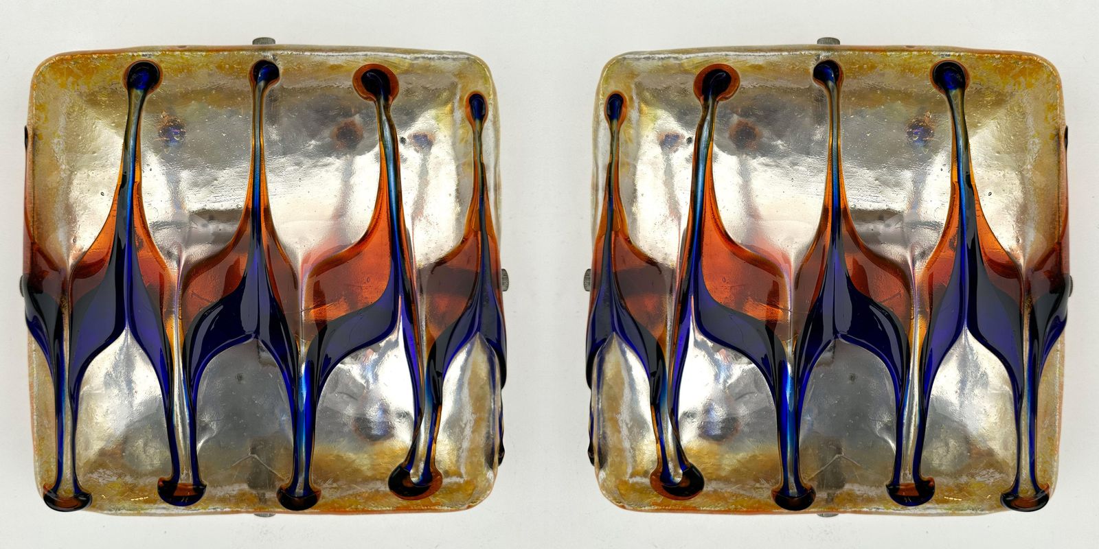 photo vintage Pair Of Sconces Harlequin Murano Glass. Italy, 1970s
