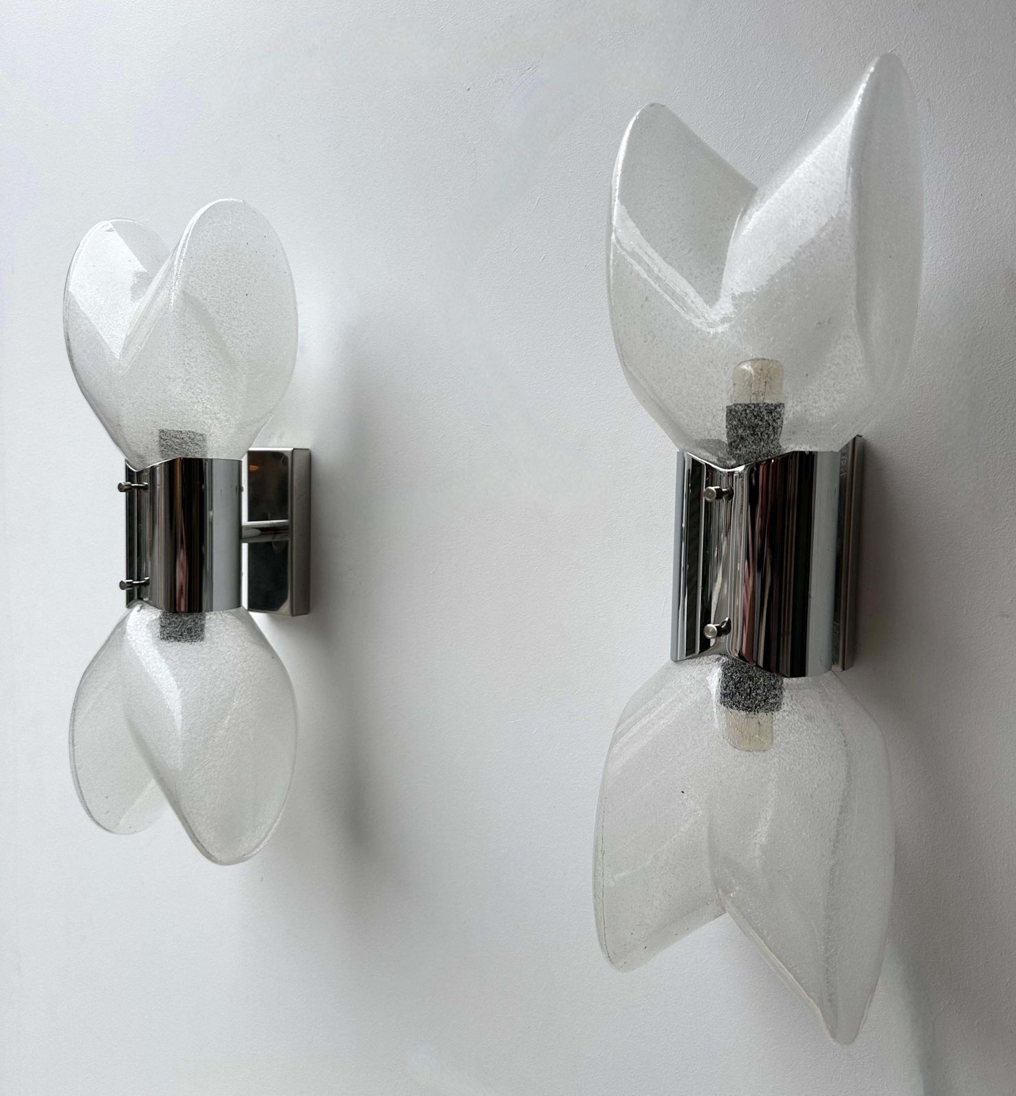 photo furniture Pair Of Metal Sconces Murano Glass By Aldo Nason For Mazzega, Italy, 1970s