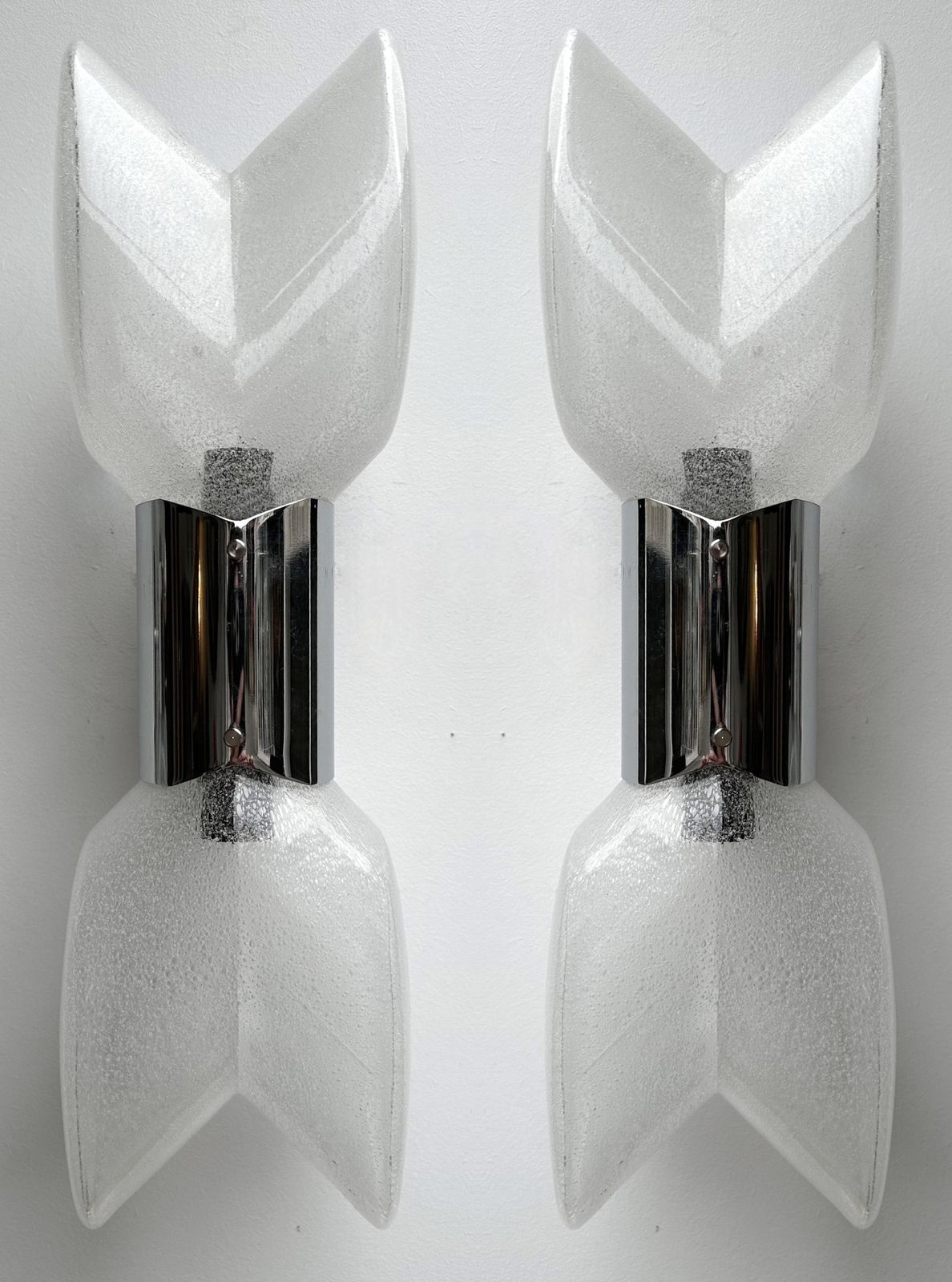 photo for sale Pair Of Metal Sconces Murano Glass By Aldo Nason For Mazzega, Italy, 1970s