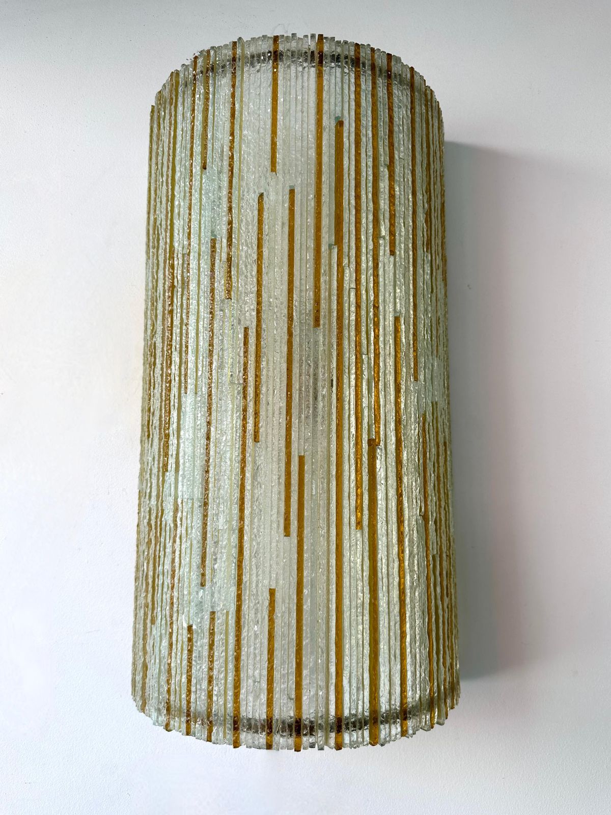 Large Pair Of Hammered Amber Glass Ice Sconces By Poliarte, Italy, 1970s photo furniture