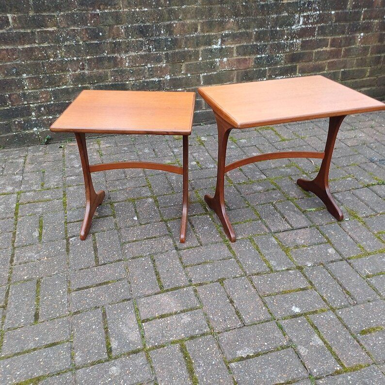 Pair Of Vintage Retro Mid Century Modern Teak Side Tables – Scandinavian Style Maybe G Plan