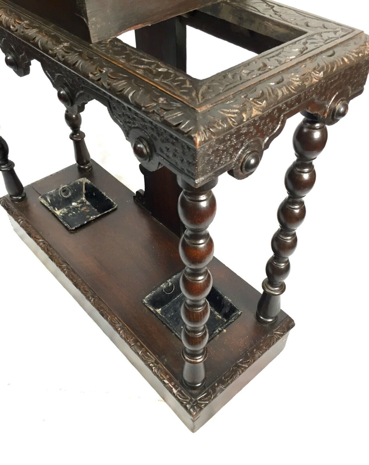 Home Decor Antique Victorian Wooden Hall Stand / Tree / Coat Rack / Umbrella / Green Man photo