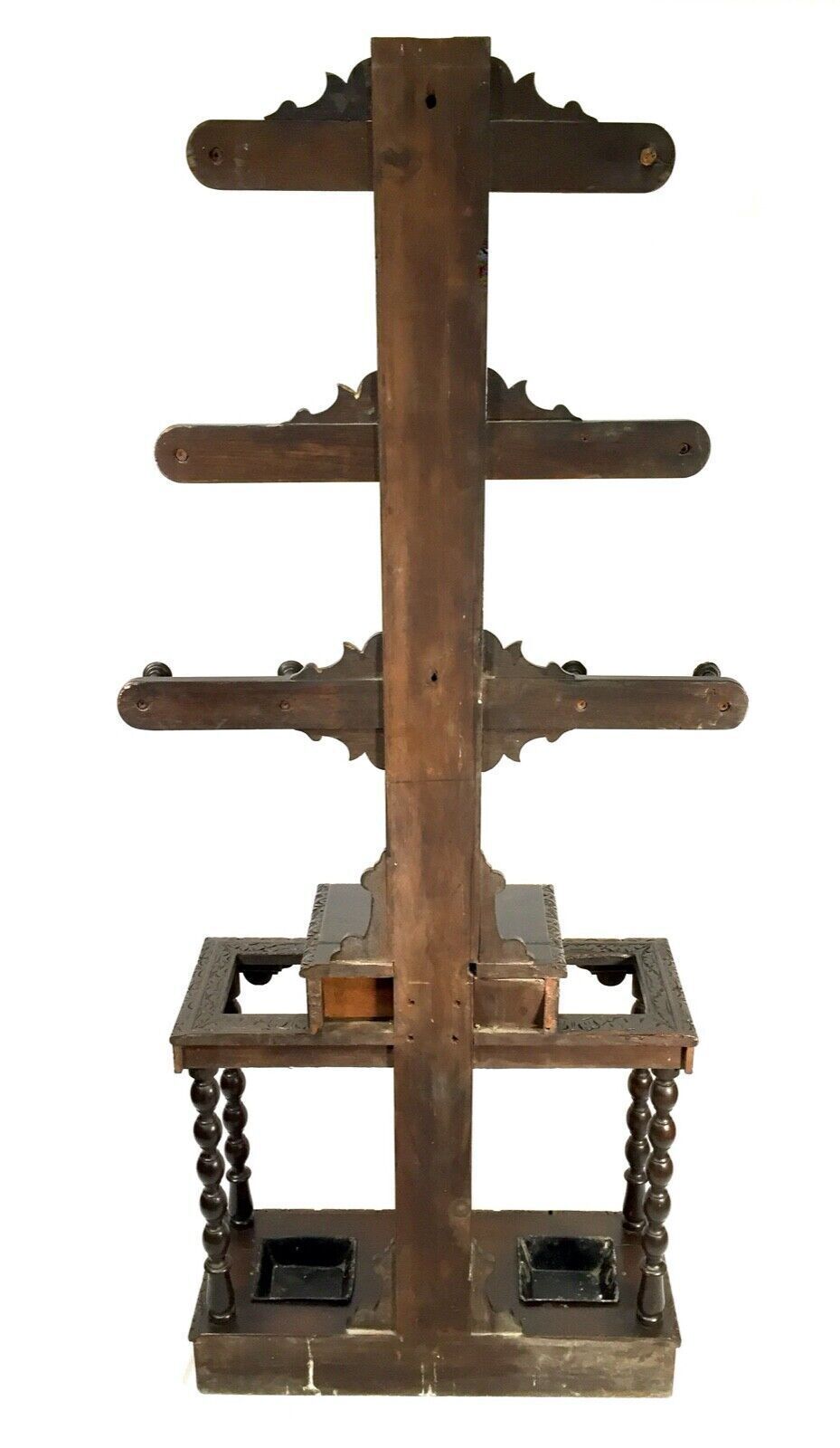 photo vintage Antique Victorian Wooden Hall Stand / Tree / Coat Rack / Umbrella / Green Man