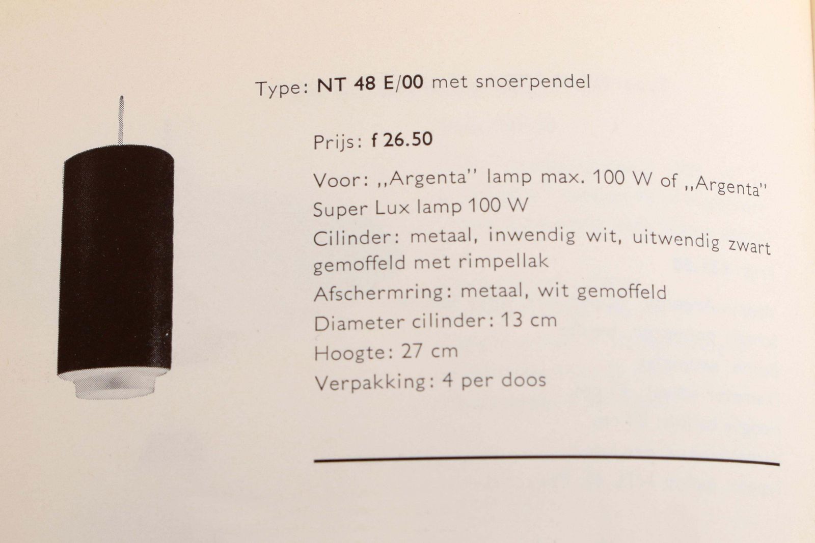 photo buy Philips Set Of 2 Hanging Lamps Model Nt 48 Design By Argenta, 1960