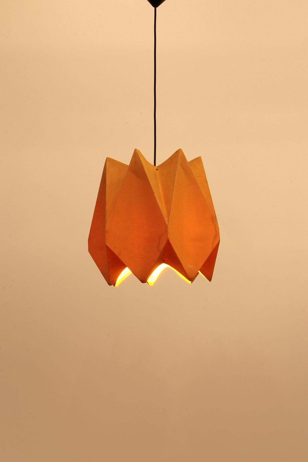 Orange Vintage Fabric Hanging Lamp, 1960s photo 385.0