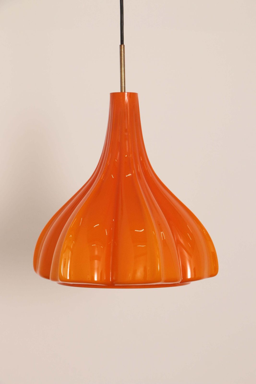 727.0 Vintage Orange Glass Pendant Lamp By Peill And Putzler, 1960 photo