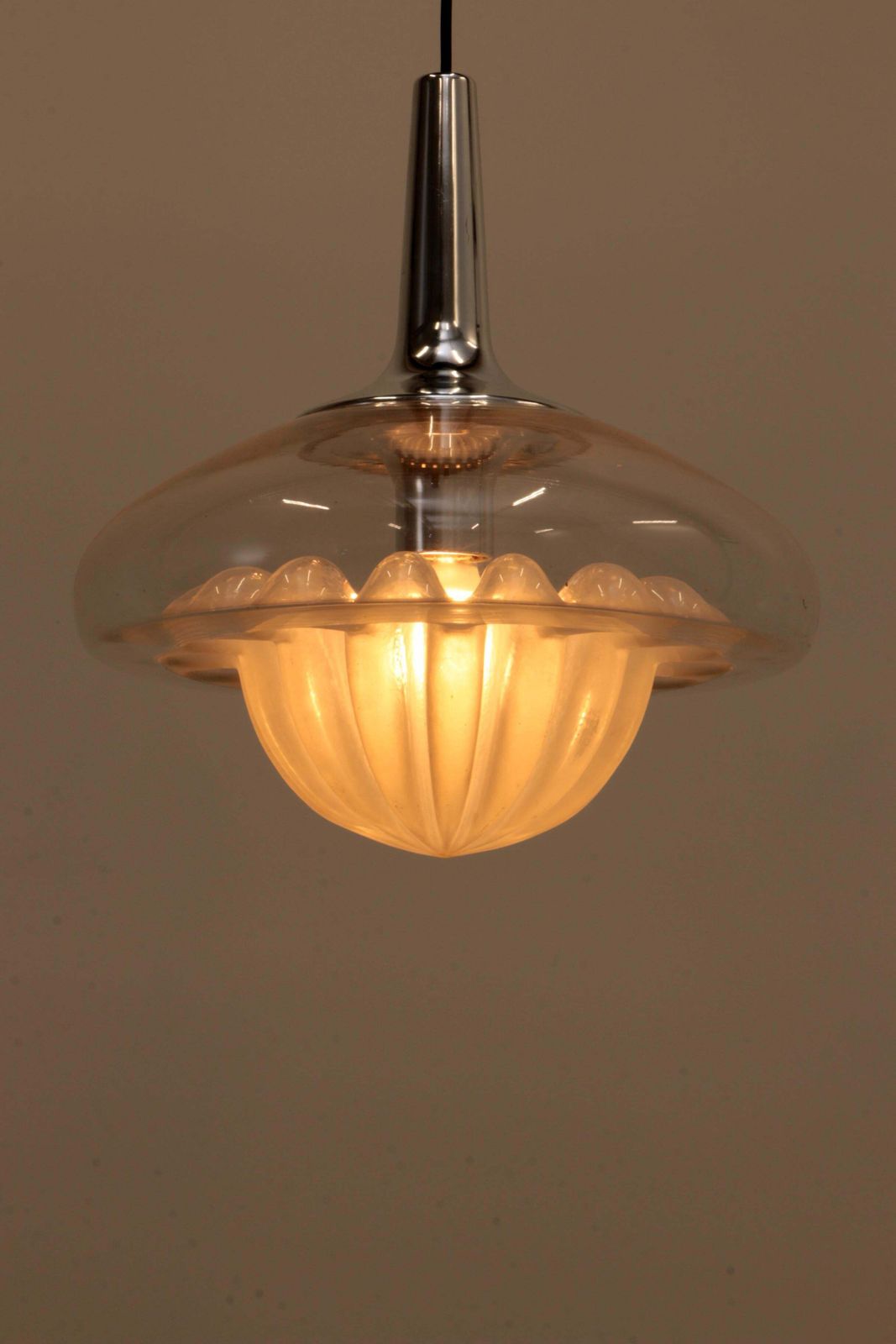 Vintage Glass Hanging Lamp By Peill & Putzler, Circa 1960 photo Lighting