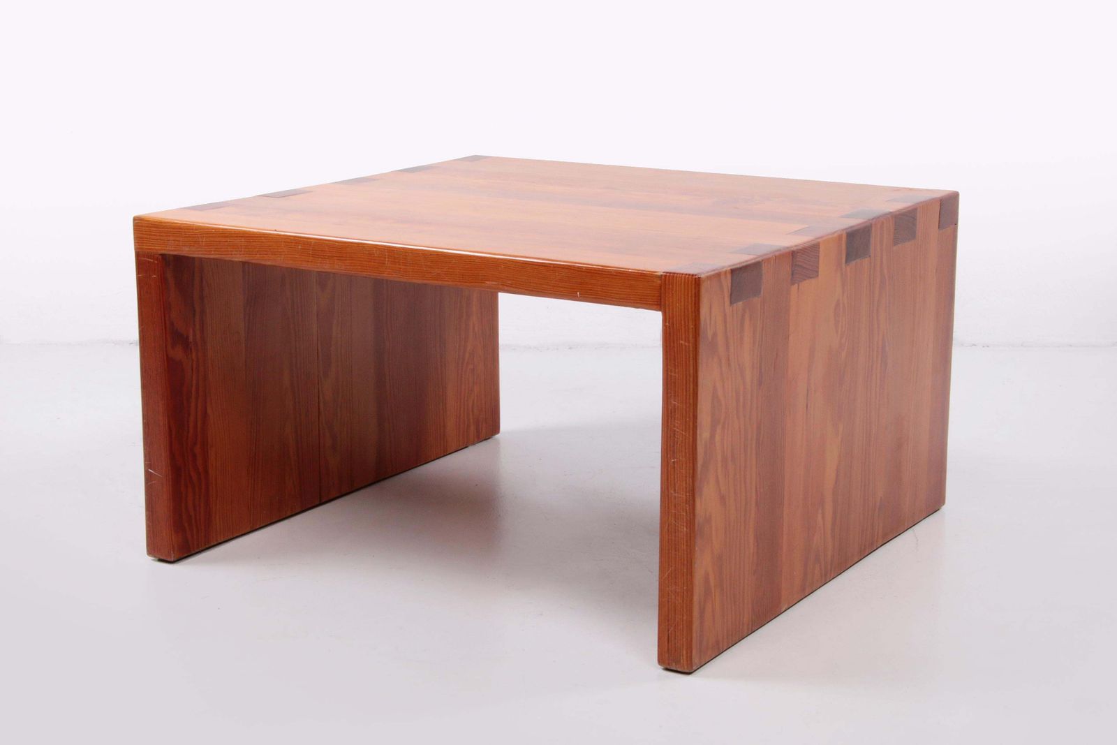 Brutalist Pine Wood French Coffee Table, 1970 France photo buy