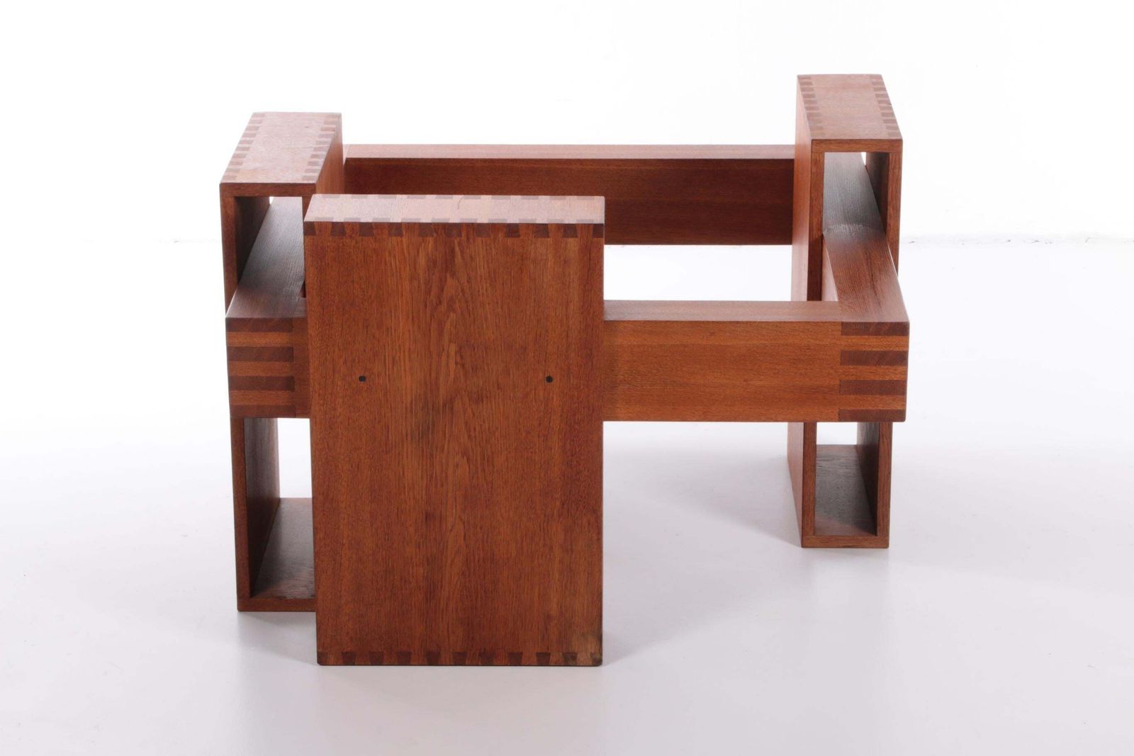 photo vinterior French Brutalist Design Coffee Table Of Teak With Glass Top, 1970