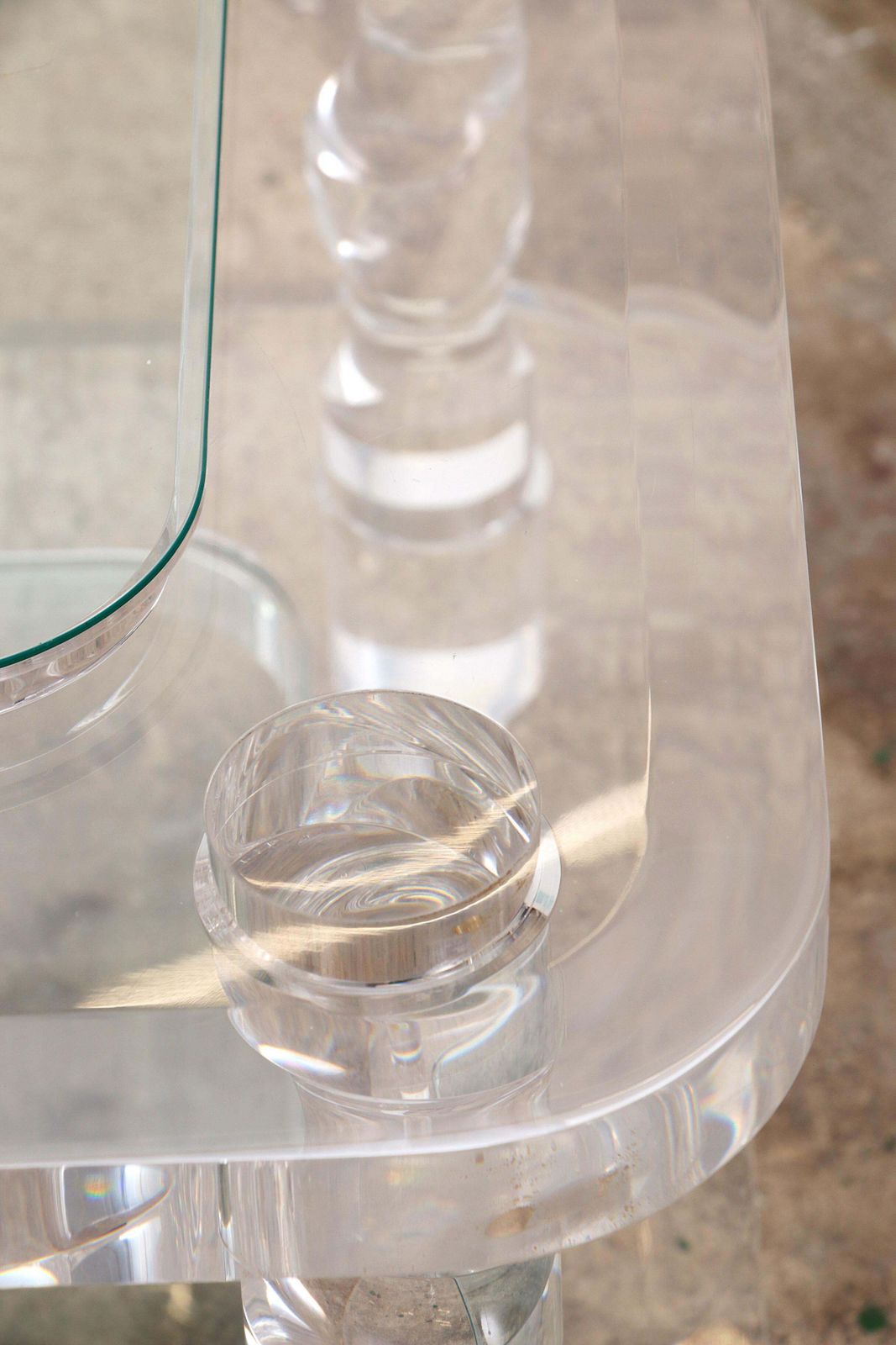 French Coffee Table Lucite And Glass Maison Romeo, 1970s photo vinterior