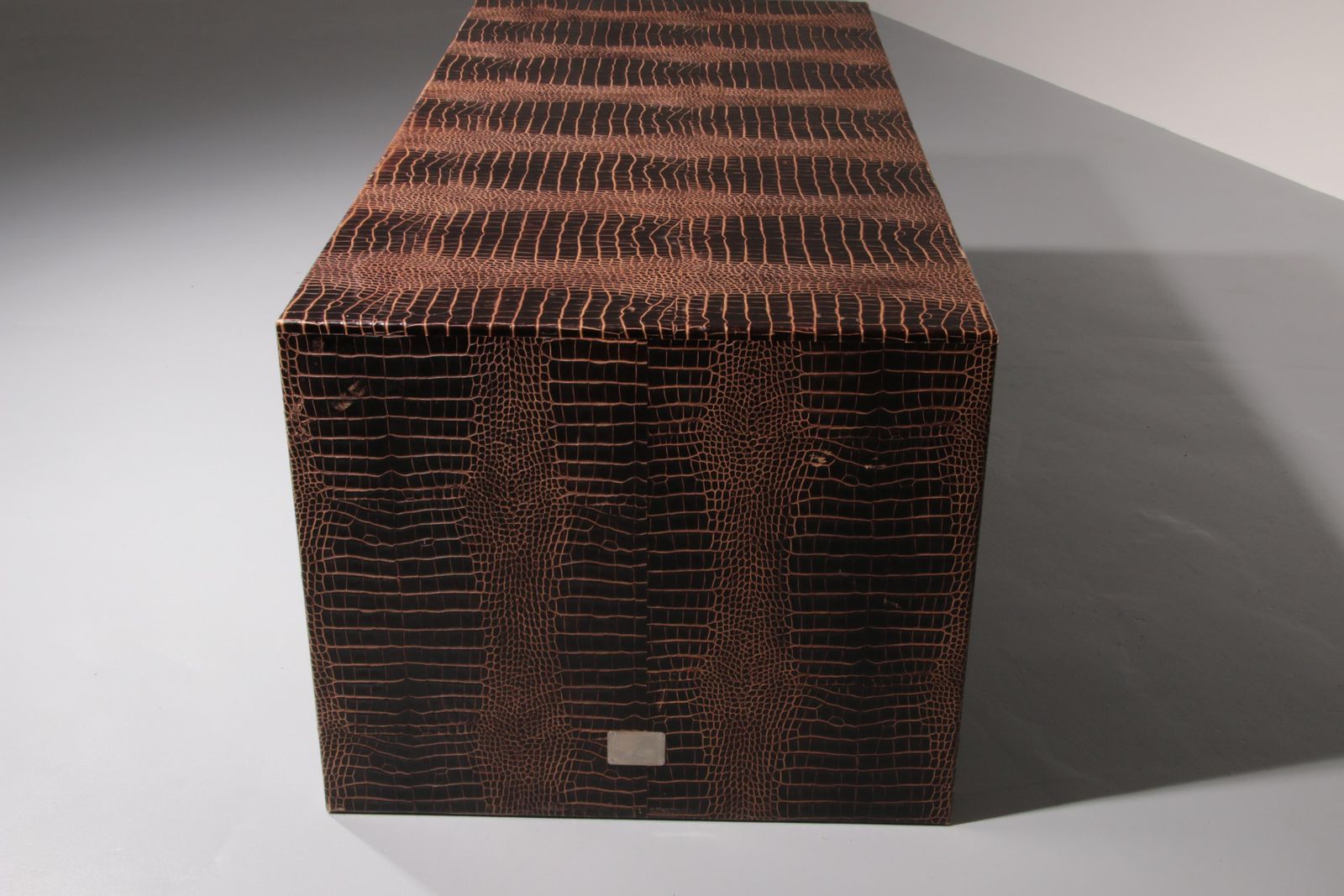 Philipp Plein Office Brown Desk In Split Leather With A Crocodile Skin Effect photo furniture