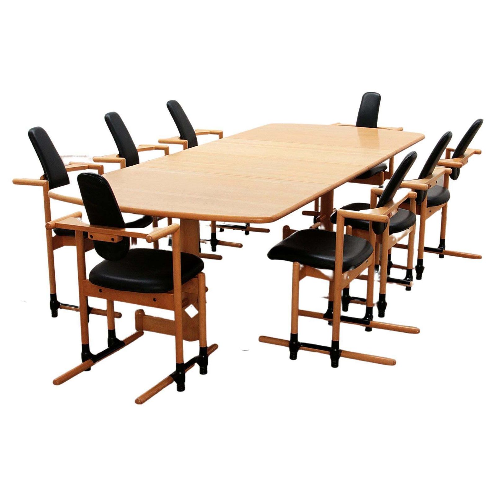Stokke Dining Room Set Large Table With 8 Chairs Design Peter Opsvik, 1990