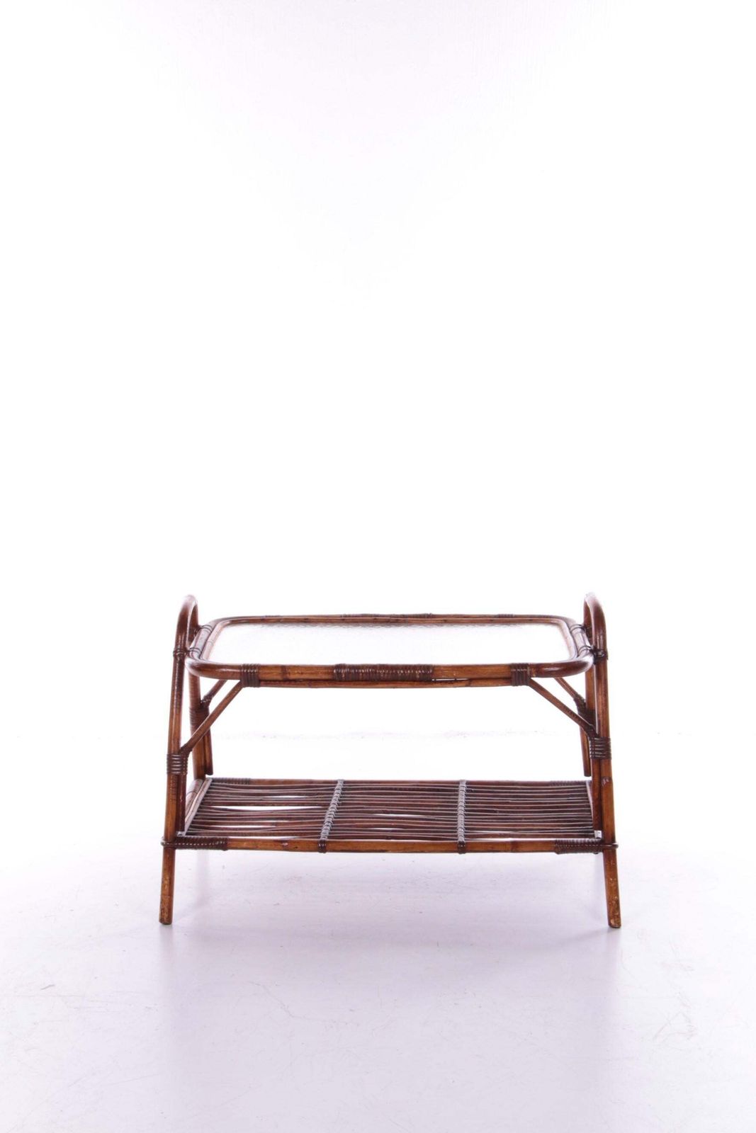 Furniture Bamboo Side Table With Warehouse Shelves France, 1960s photo