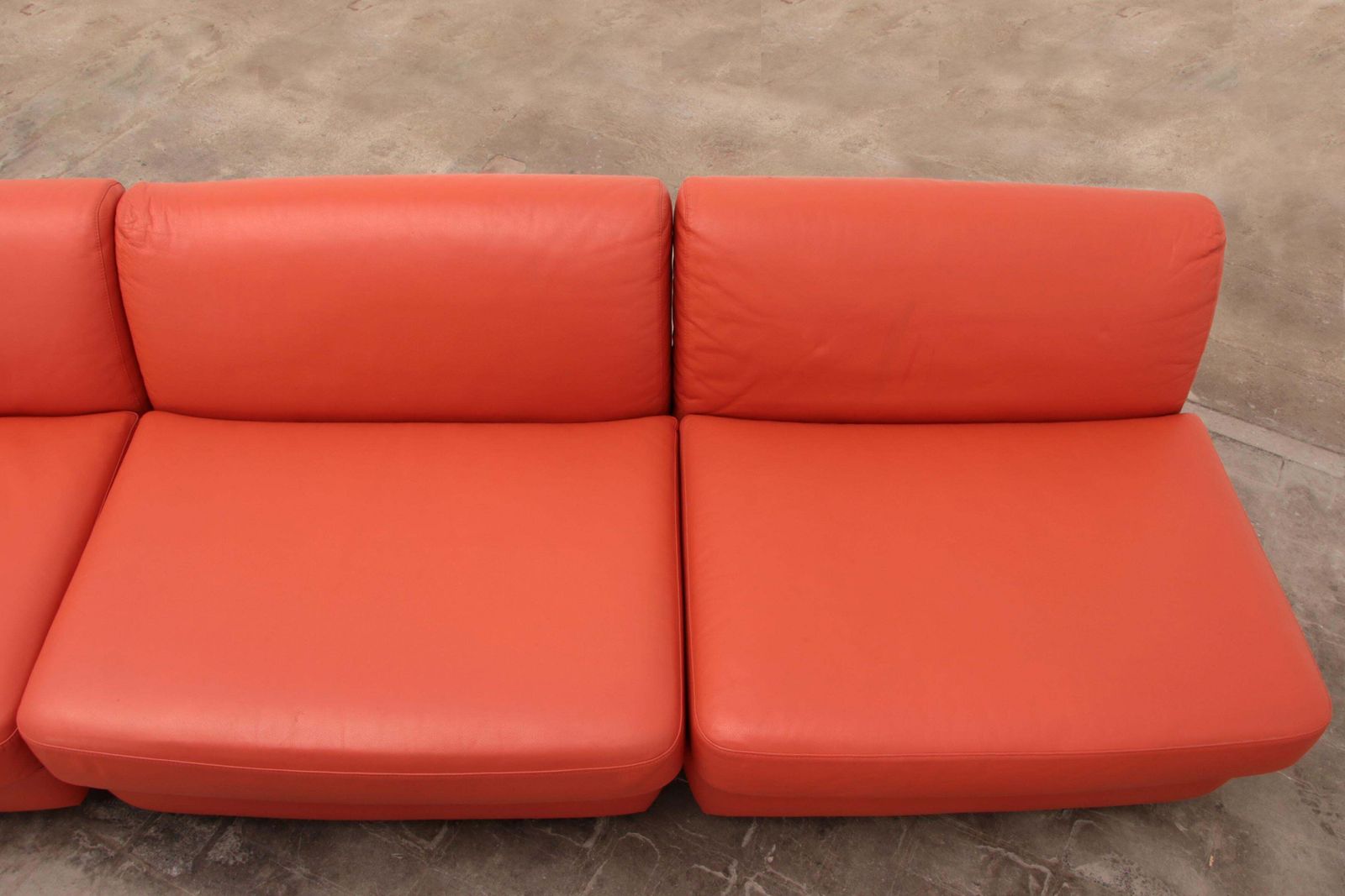 Amanta Modular Sofa In Orange Leather For C&B Italy, From Mario Bellini 1960s photo 6414.0
