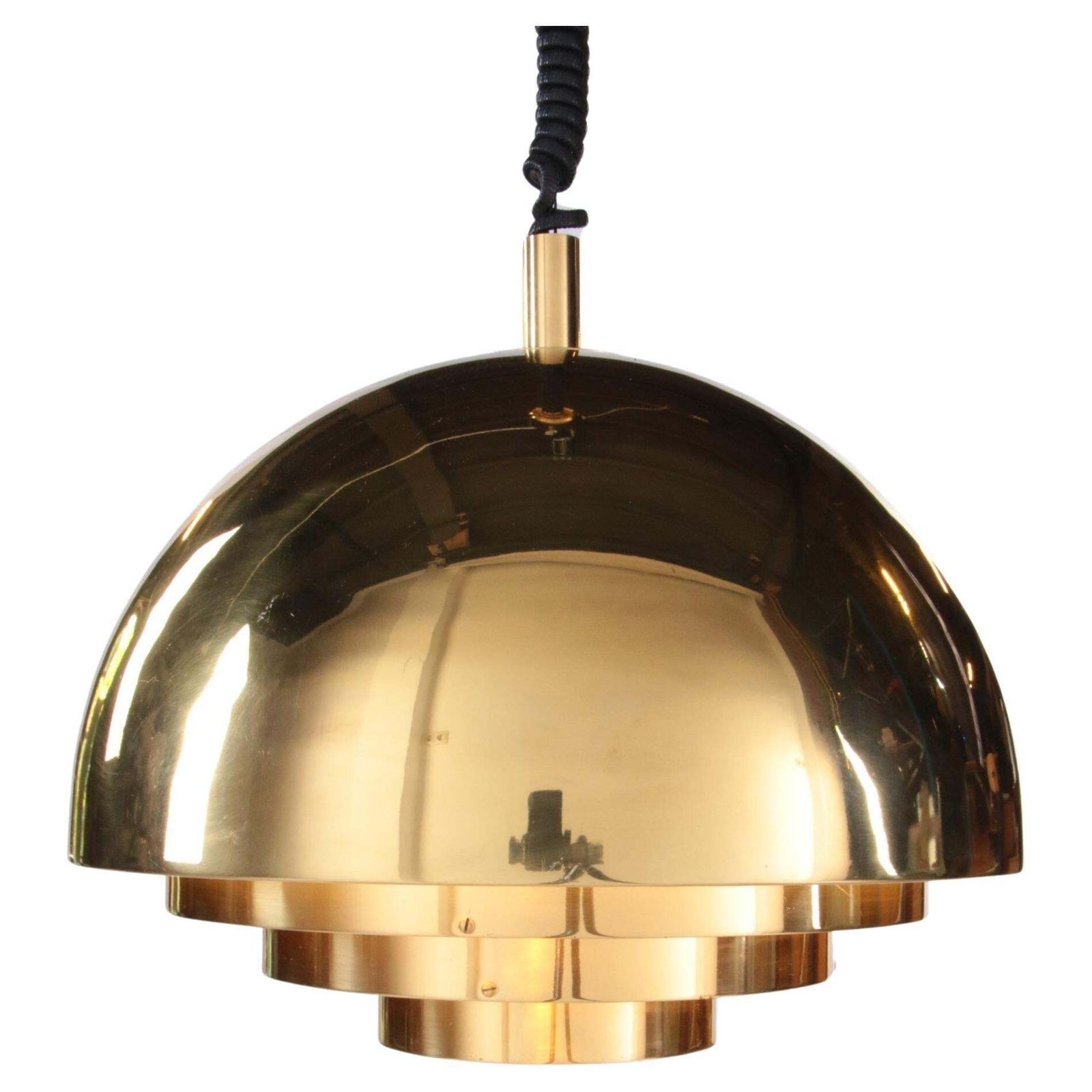 Vintage Brass Hanging Lamp By Vereinigte Werkstatten Collection, 1960