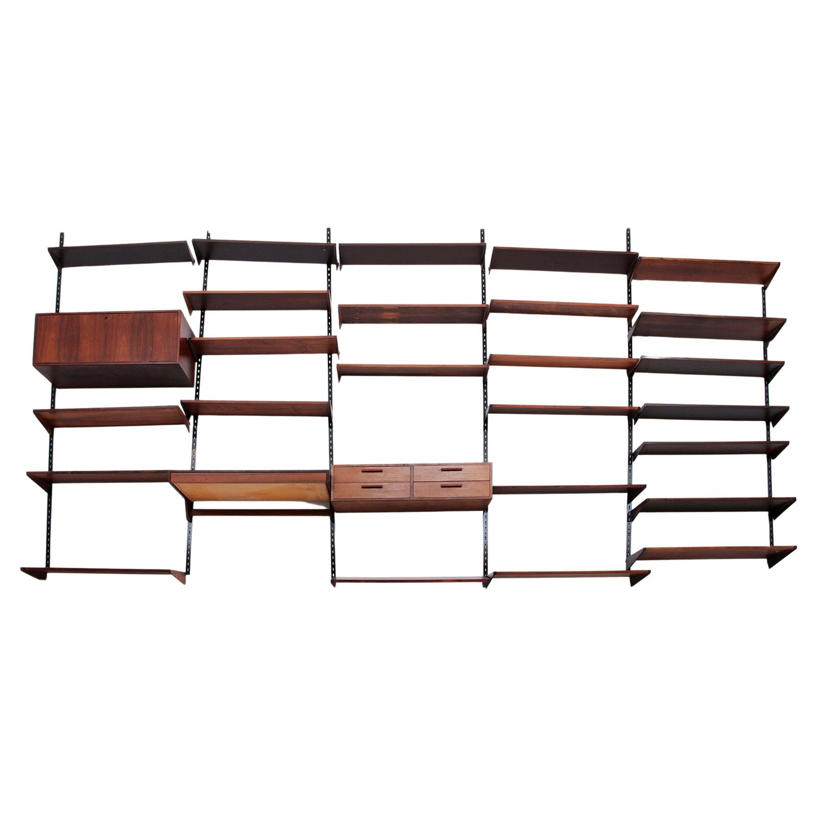 Modular Dark Wooden Wall System From Kai Kristiansen   Fm Møbler