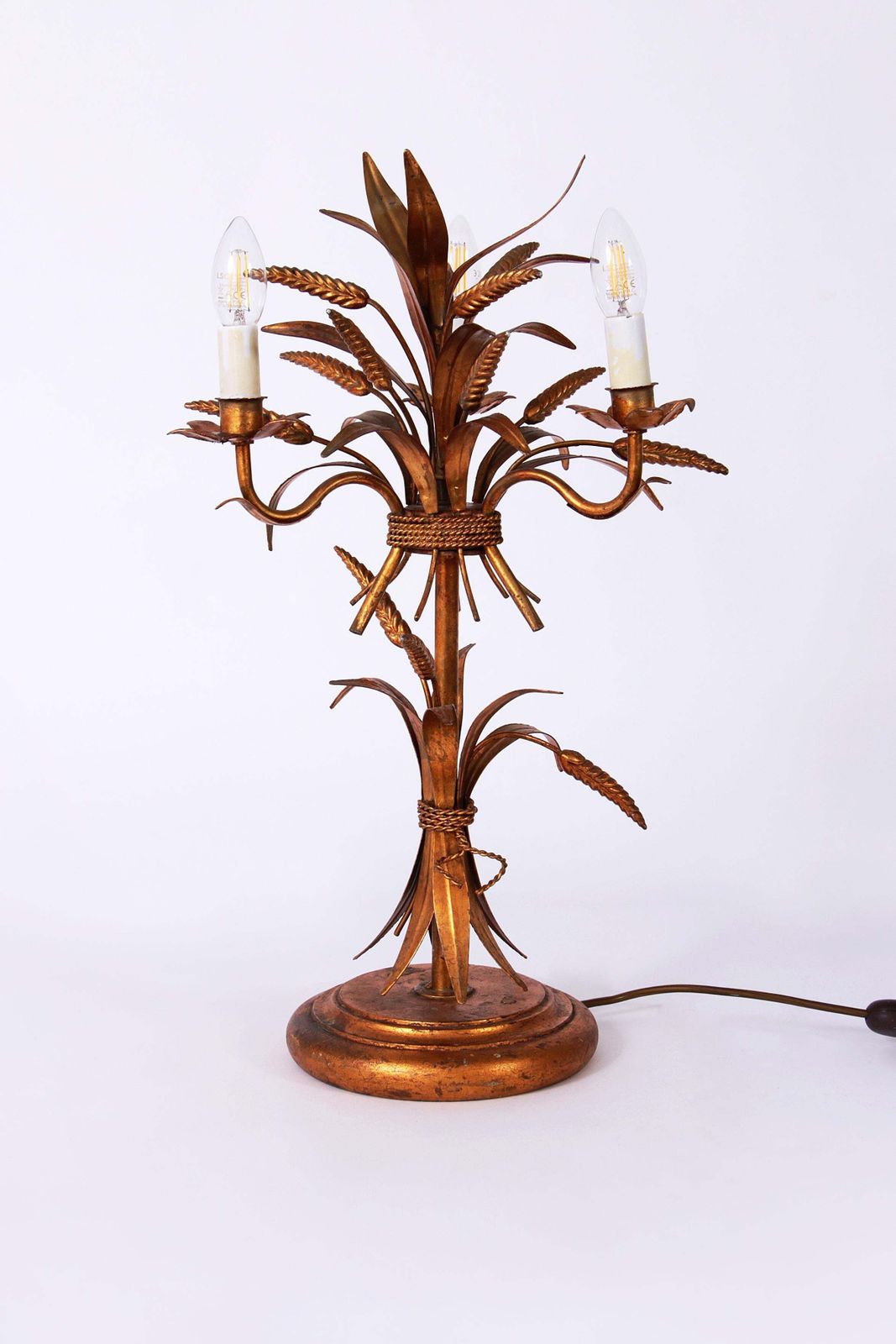 Gilt ‘Sheaf Of Wheat’ Table Light, Florentine Table Lamp By Hans Kögl, 1960s photo furniture