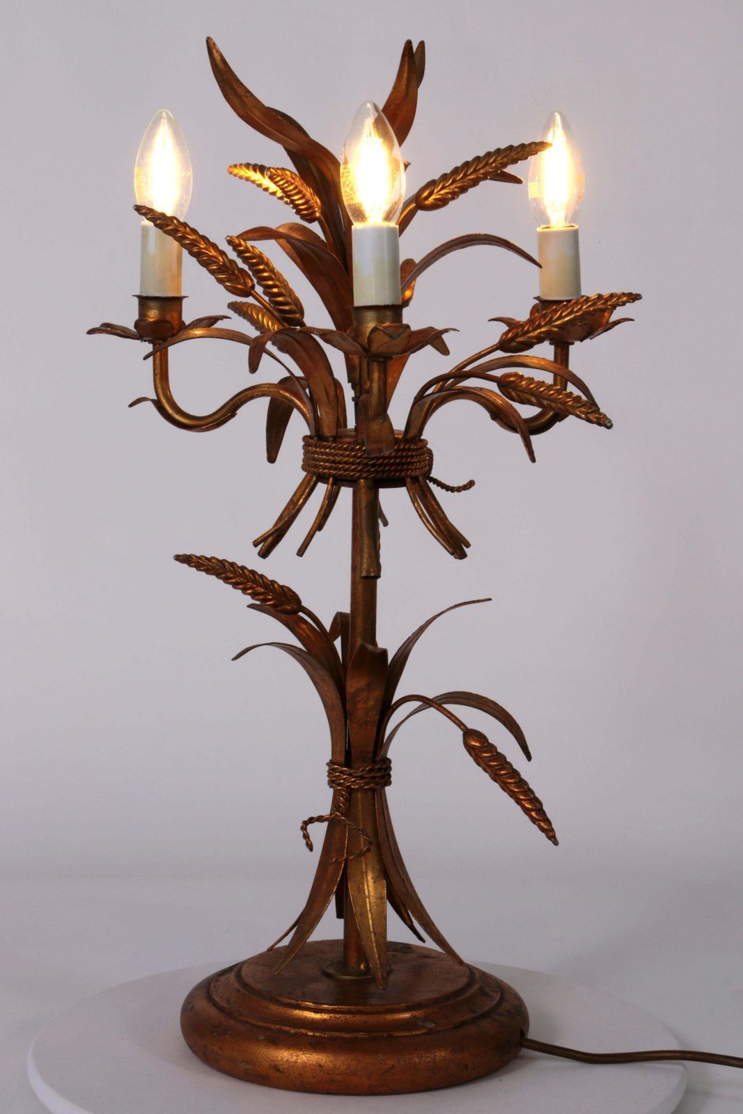 Gilt ‘Sheaf Of Wheat’ Table Light, Florentine Table Lamp By Hans Kögl, 1960s photo vinterior