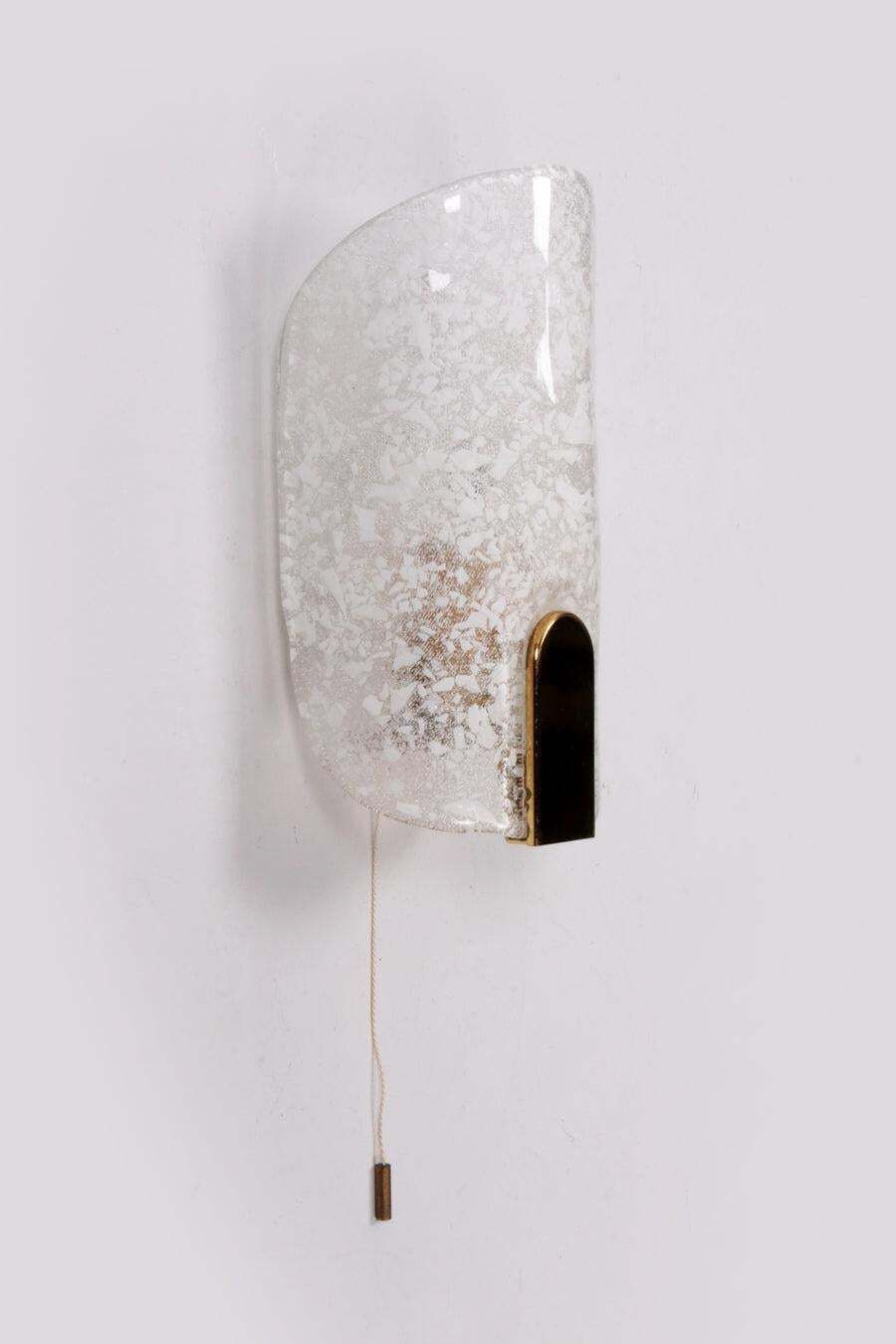 Hillebrand Wall Lamp With Beautiful Glass And Brass, 1970 photo for sale
