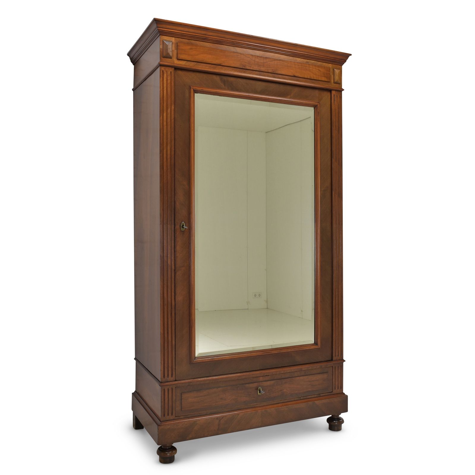 Antique! One Door Wardrobe Restored Wilhelminian Style Walnut Hall Cupboard