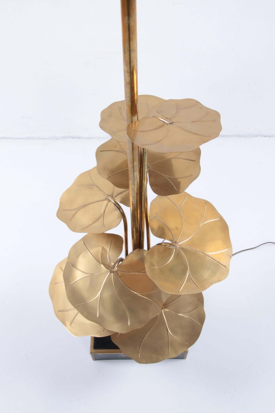 Maison Jansen Floor Lamp Of Gilded Brass With Marble Base, 1970 France photo vinterior