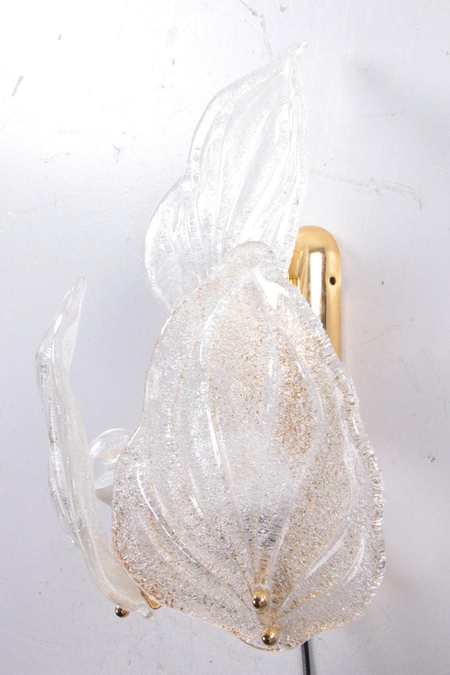 Novaresi Italian Wall Lamp 24 Kt Gold Plated And Murano Glass photo for sale