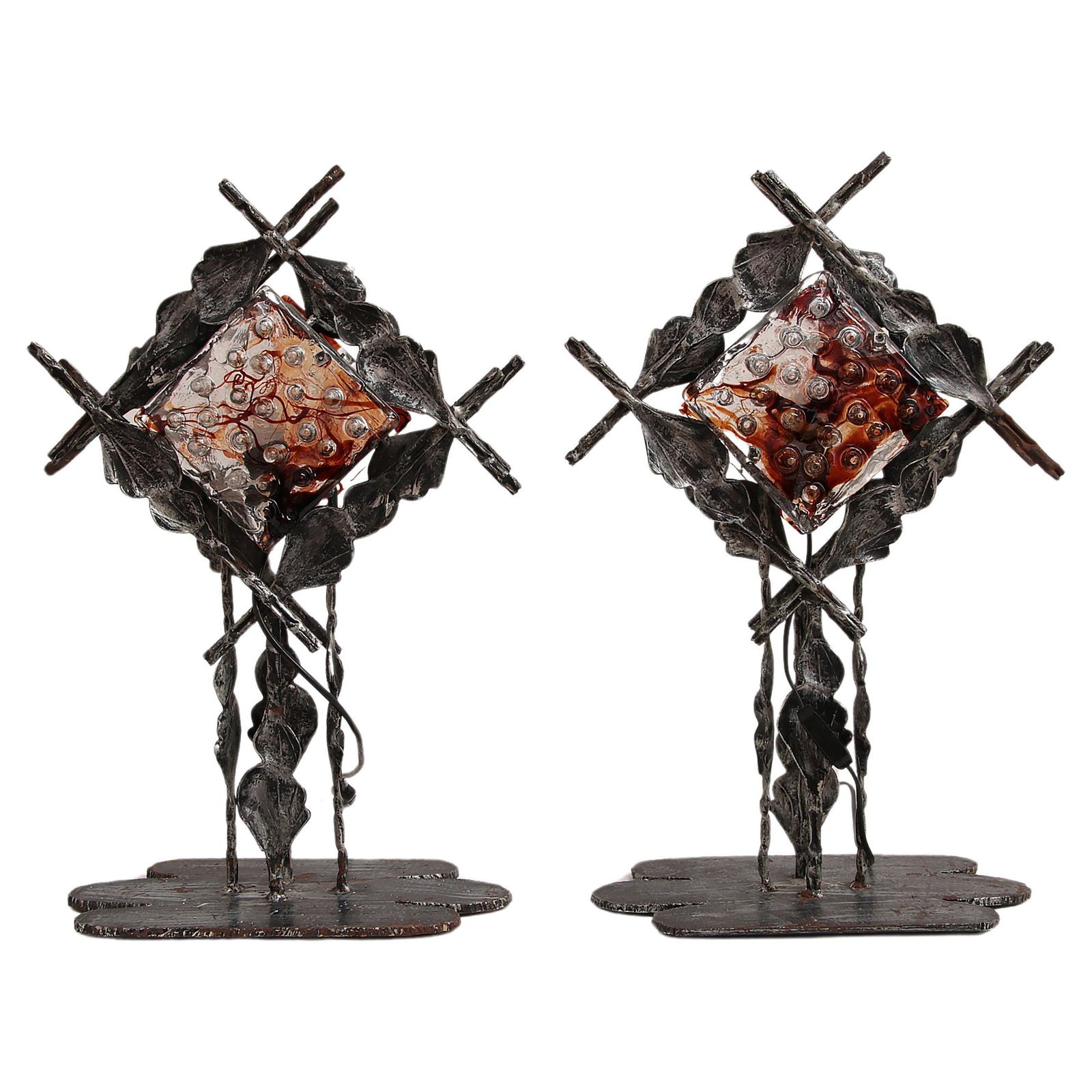 Italian Design Brutalist Table Lamps From Poliarte, Albano Poli, 1970s