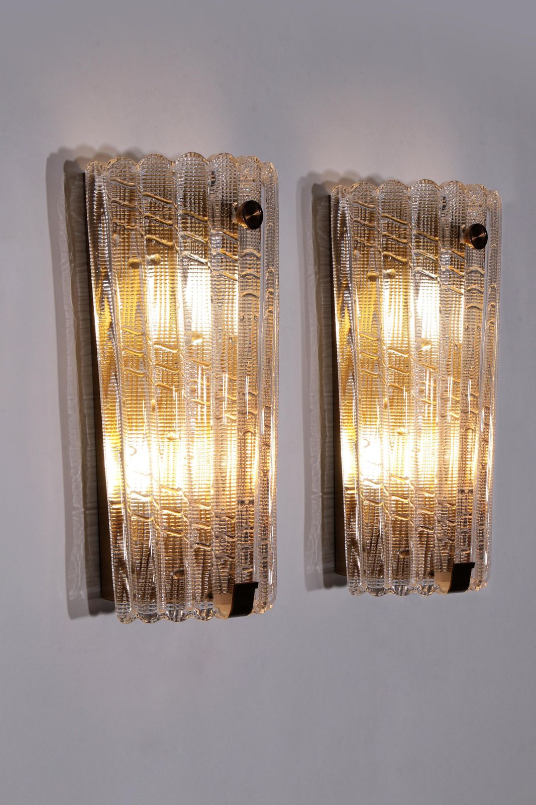 Lighting Orrefors Design Xxl Wall Lamps By Carl Fagerlund Glass And Brass, 1960s photo