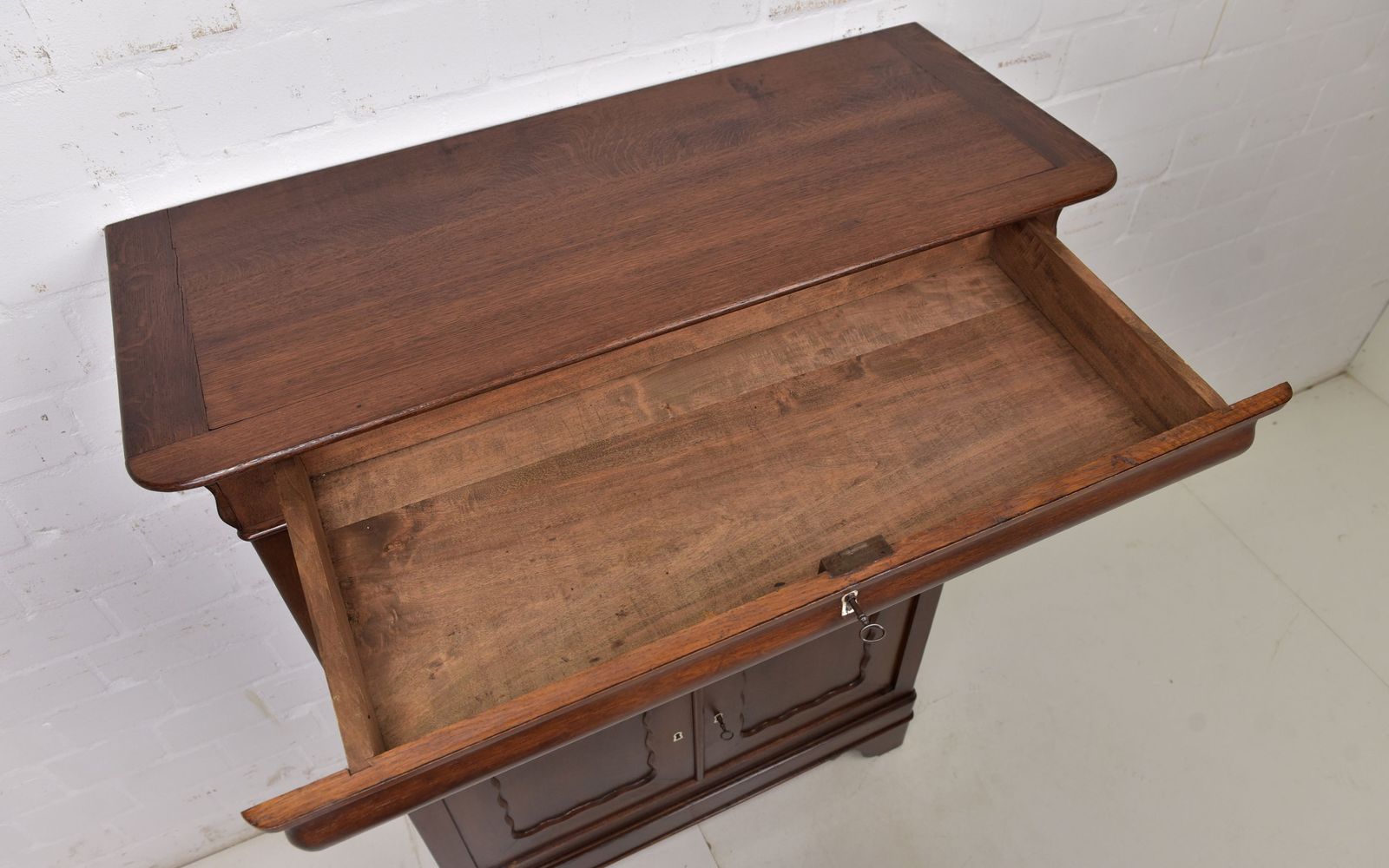 Antique! Vertiko Restored Louis Philippe Circa 1870 Oak Tall Chest Of Drawers photo vinterior