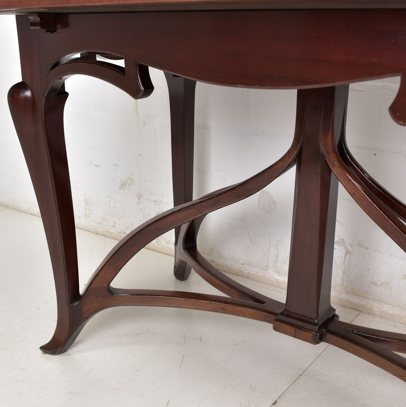 Antique! Dining Table Restored Art Nouveau Mahogany Narrow Extendable photo buy