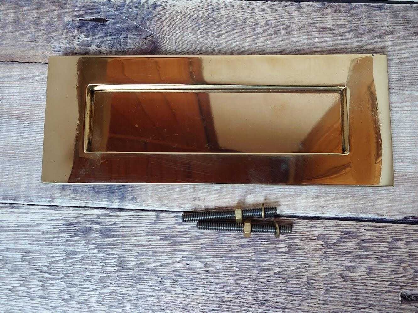 Polished Brass Door Letter Plate, Heavy Brass Mail Box Slot photo 70.0