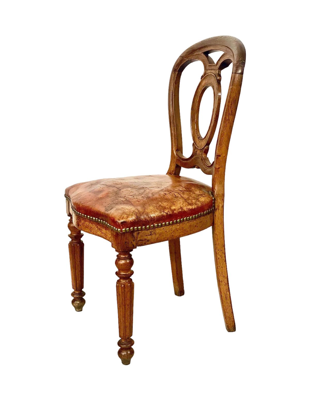 Louis Philippe Walnut And Leather Side Chair photo for sale