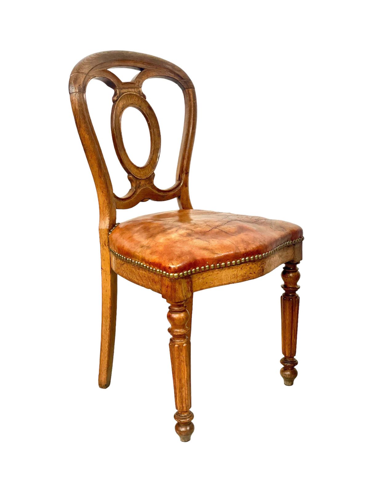 Furniture Louis Philippe Walnut And Leather Side Chair photo