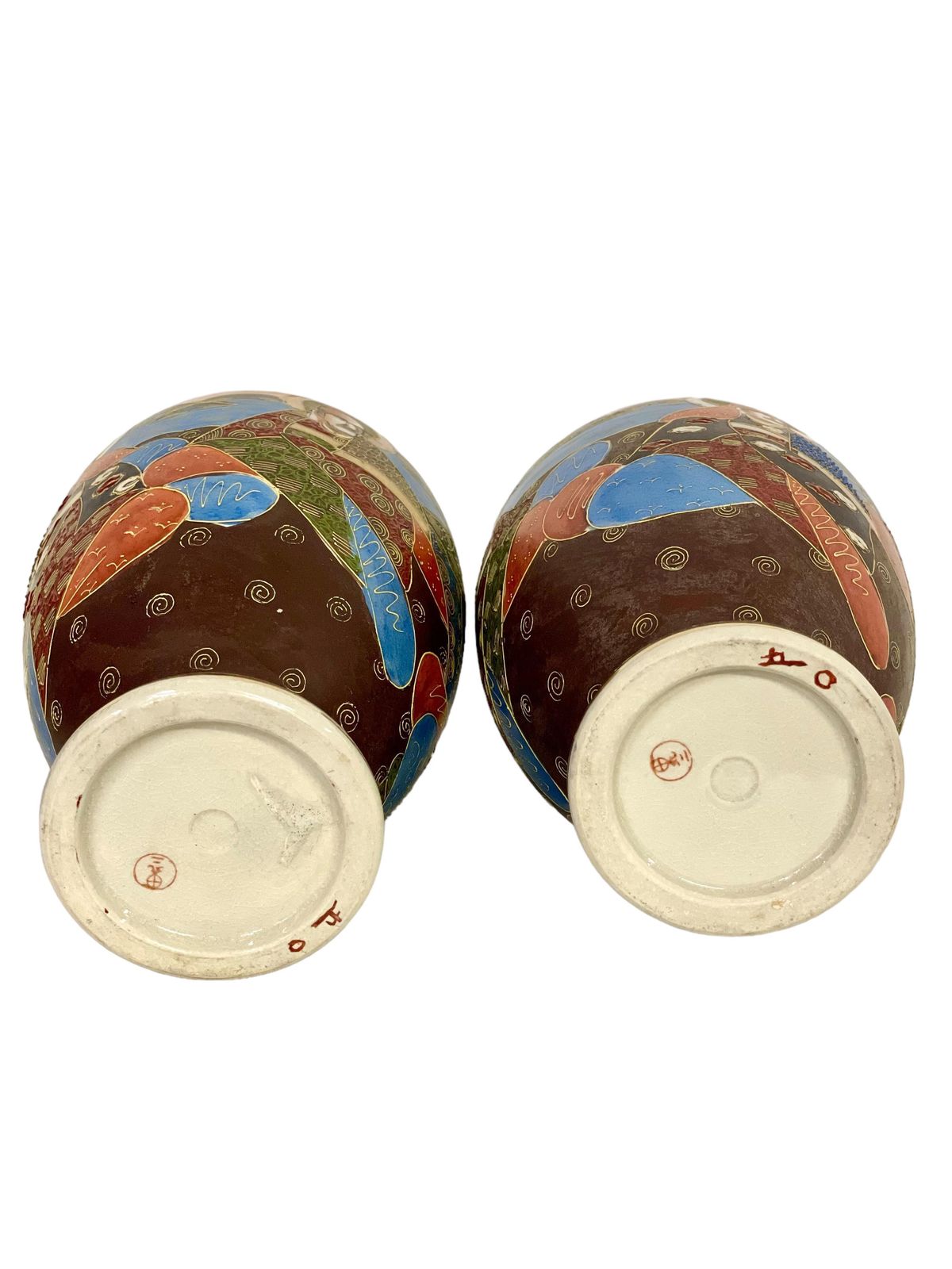 Pair Of Japanese Satsuma 'Moriage' Porcelain Gilt Vases photo Home Decor