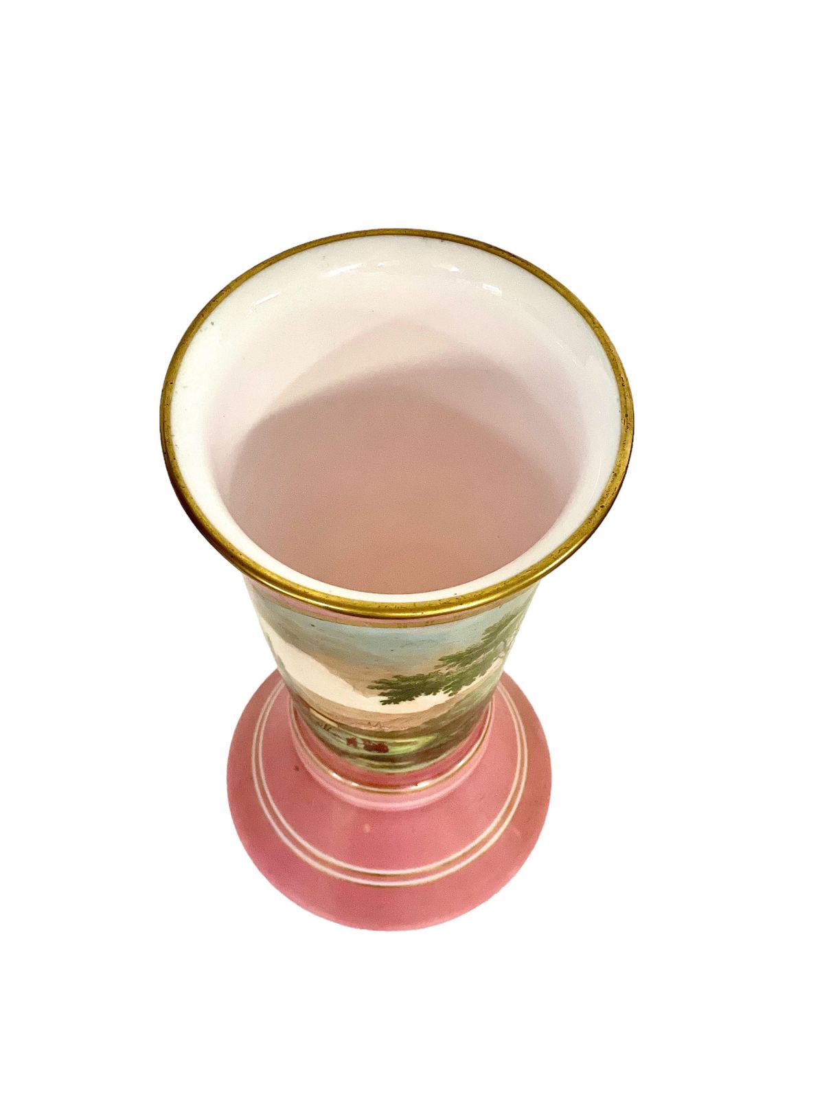 photo furniture 19th Century Pink Opaline Vase With Pastoral Decoration
