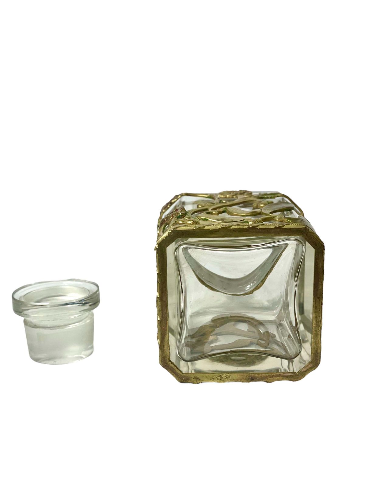 Art Nouveau Crystal And Gilt Brass Bottle With Stopper 19th Century photo Home Decor