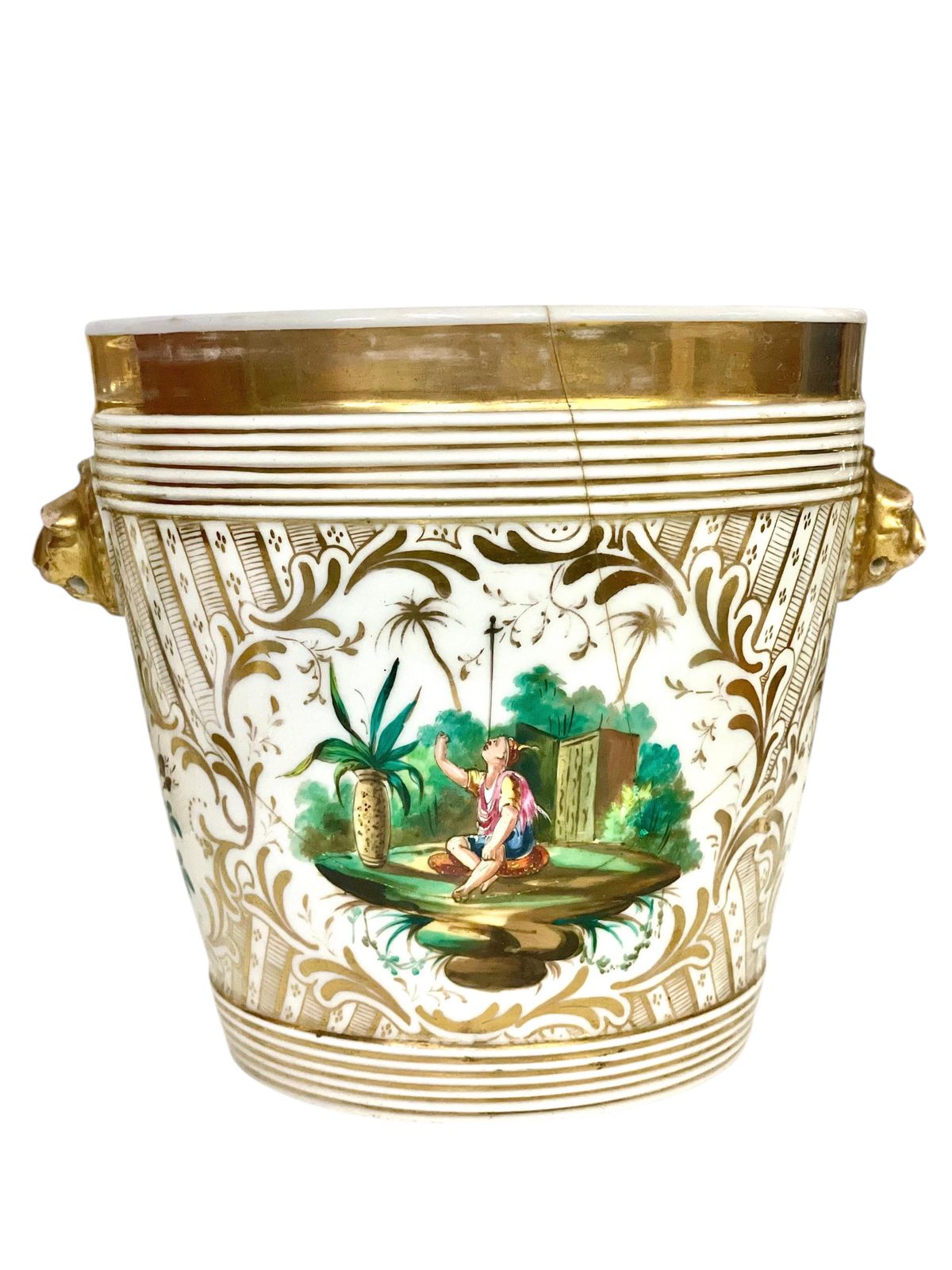 Pair Of 19th Century Paris Porcelain Cachepots photo for sale