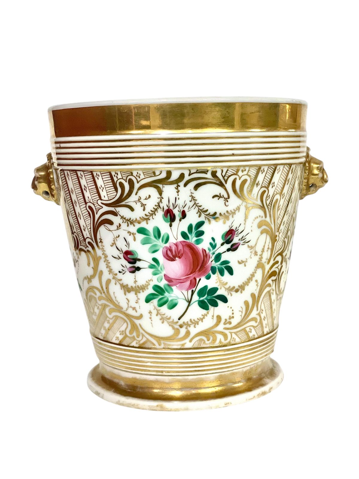 Pair Of 19th Century Paris Porcelain Cachepots photo vintage