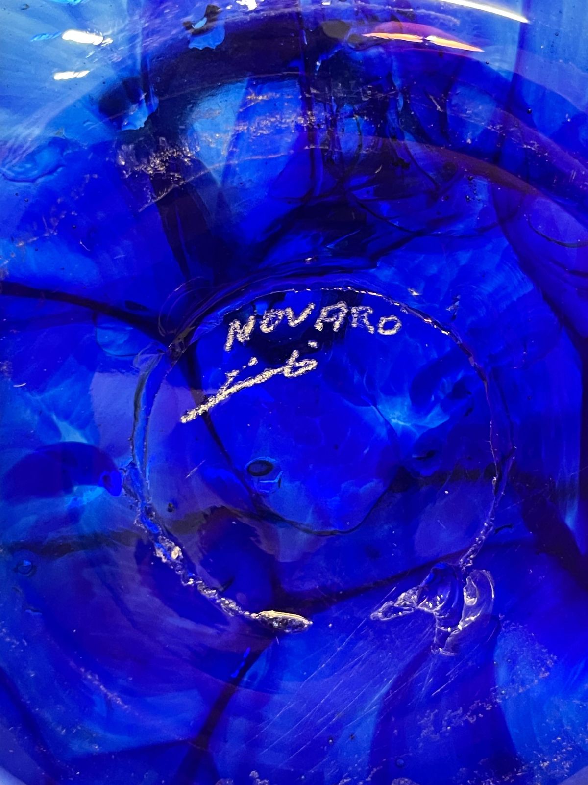 Blue Blown Glass Vase By Jean Claude Novaro photo vintage