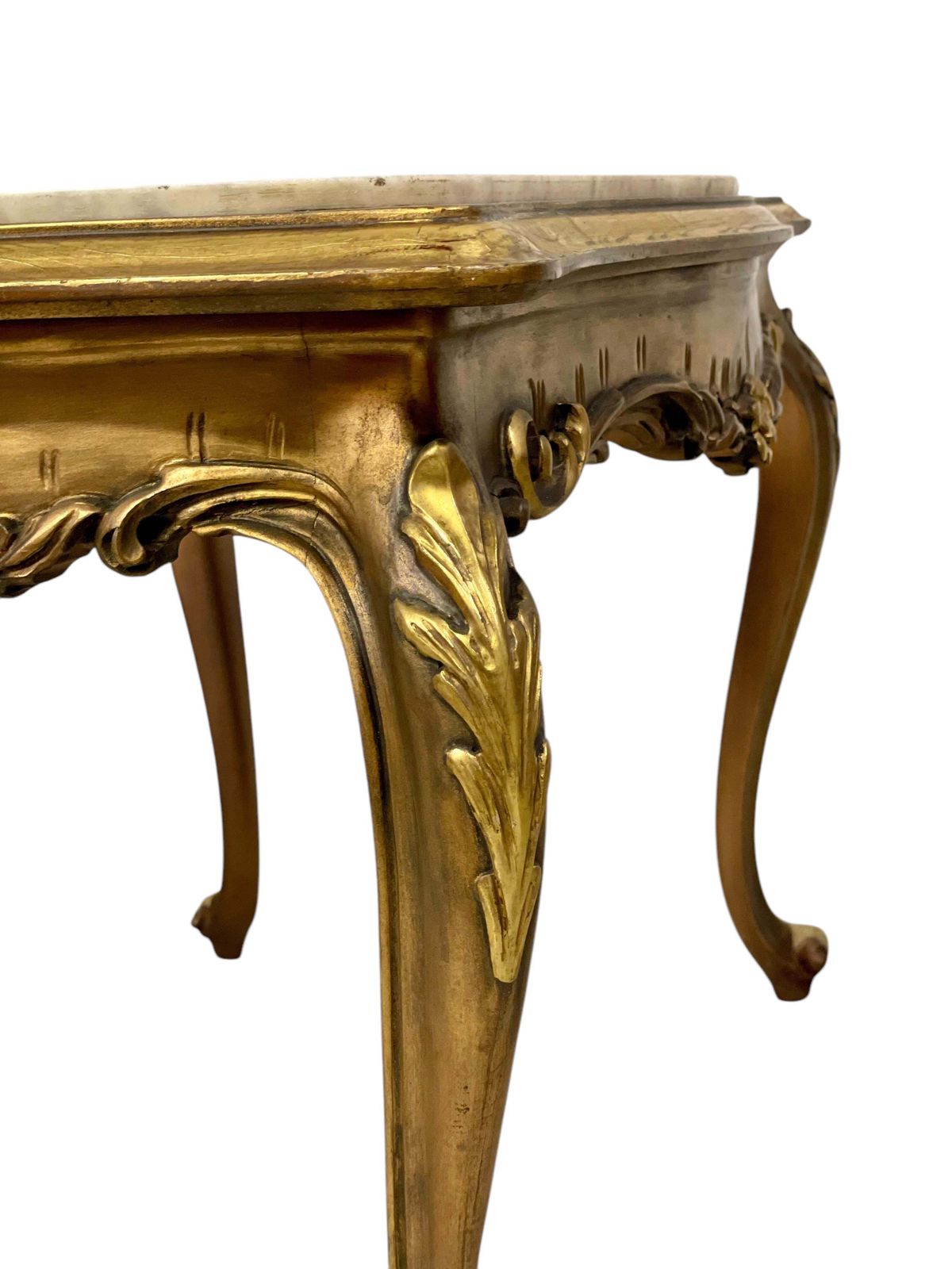 20th Century Louis XV Style Giltwood And Marble Top Coffee Table photo vintage