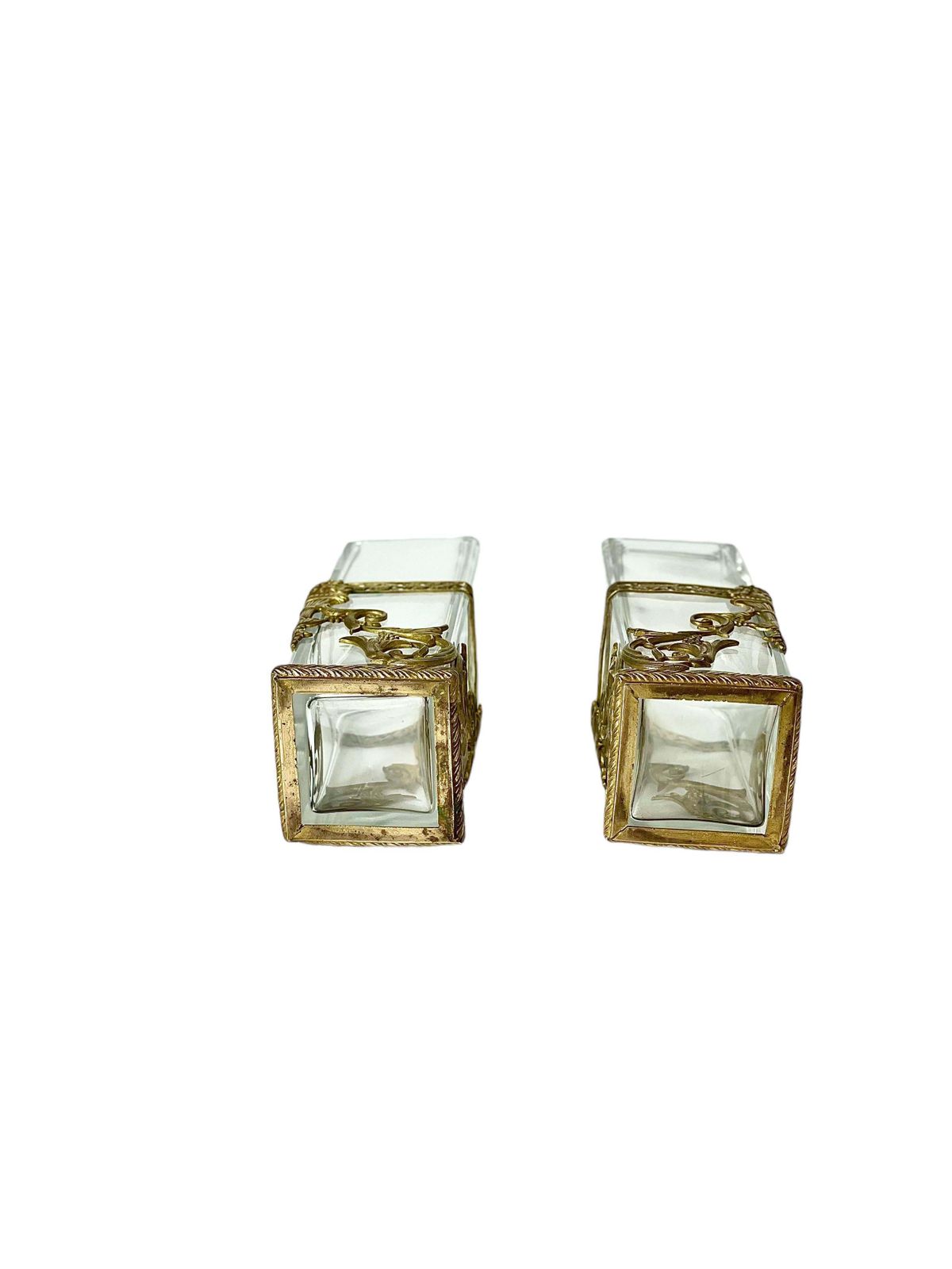 1900s Pair Of Empire Style Petite Gilt Vases photo Home Decor