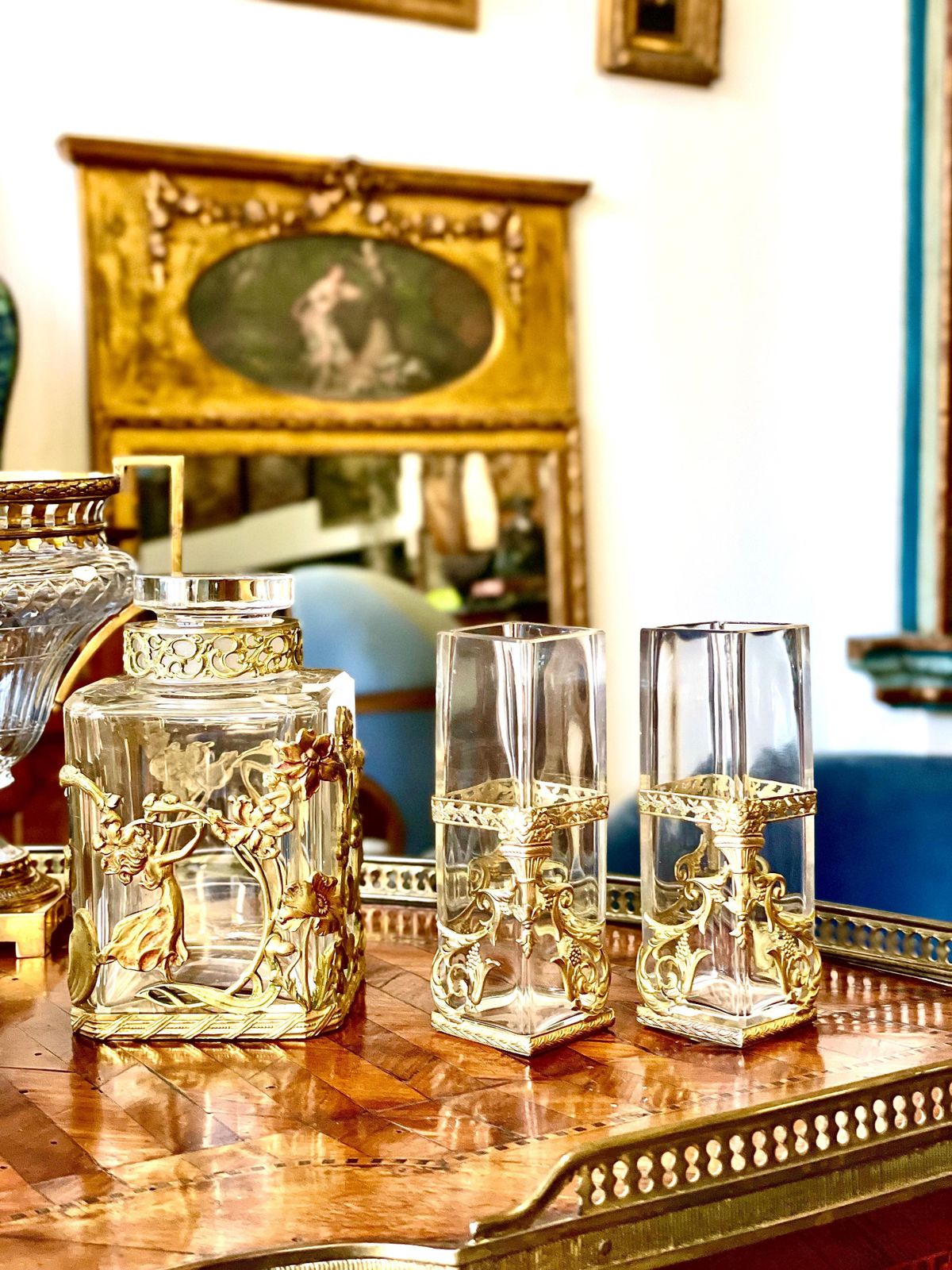 1900s Pair Of Empire Style Petite Gilt Vases photo buy