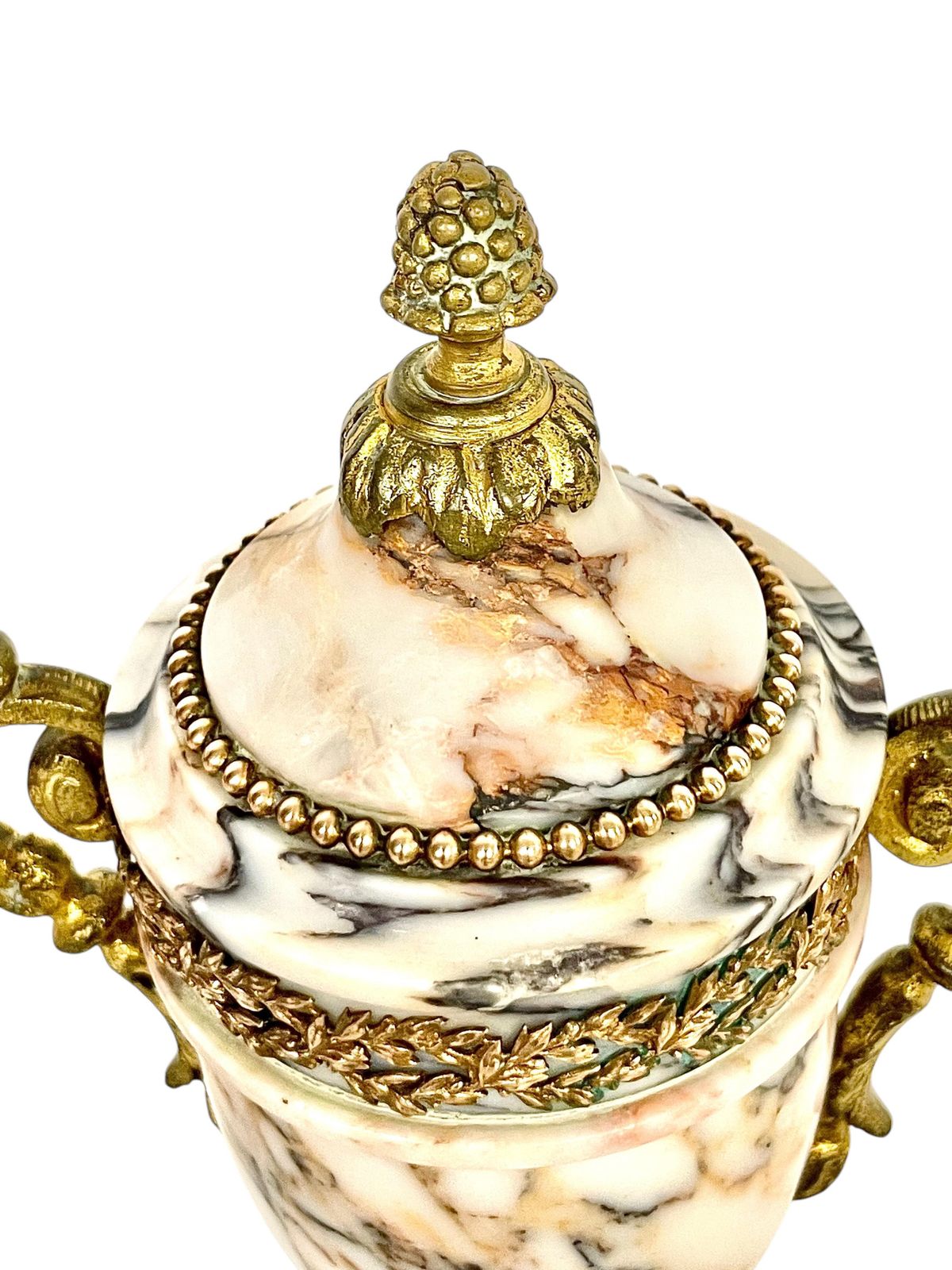 Pair Of 19th Century Gilt Bronze And Marble Cassolettes Or Urns photo 1446.0