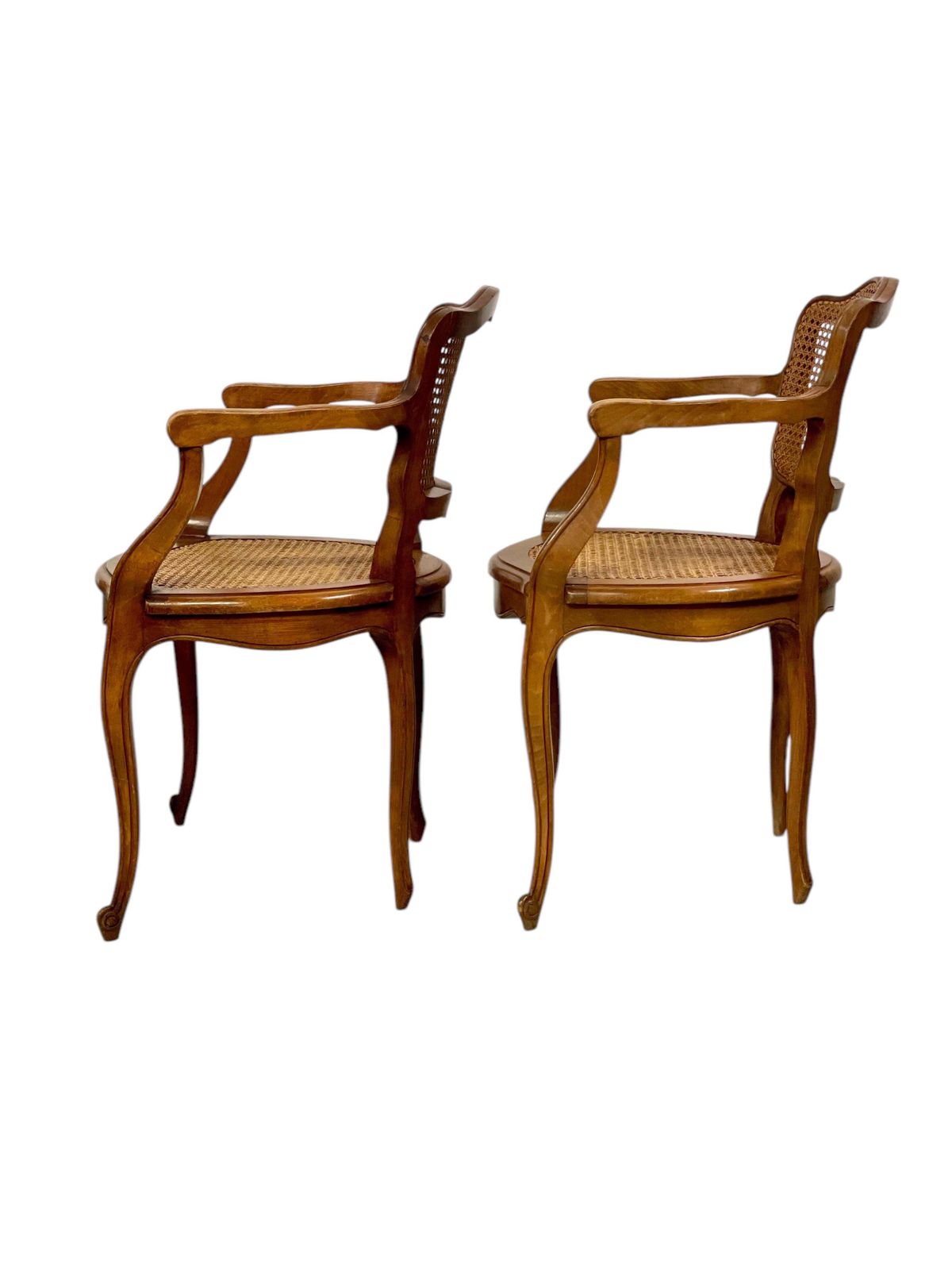 Early 20th Century Pair Of Louis XV Style Caned Fauteuils photo furniture