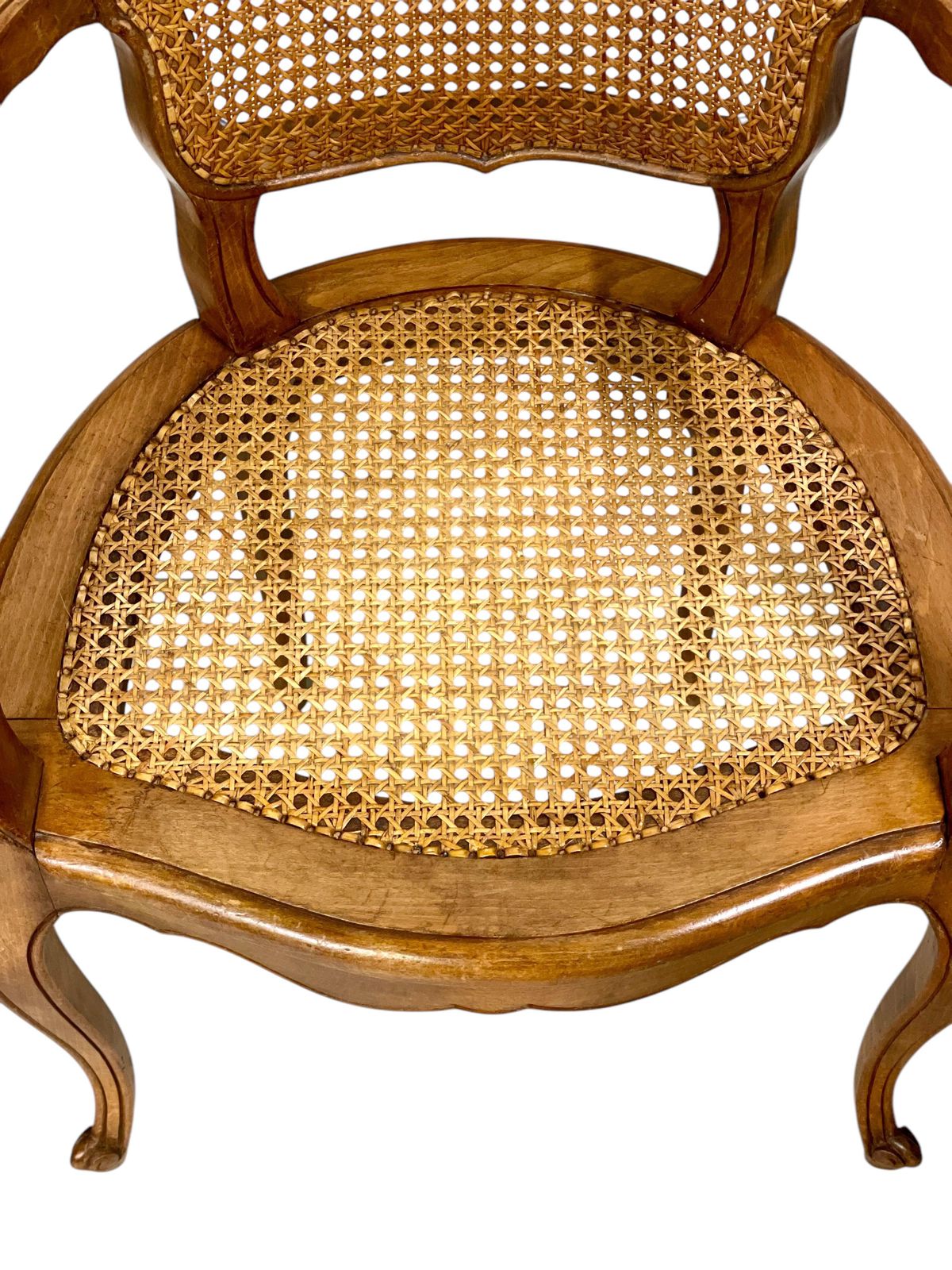Early 20th Century Pair Of Louis XV Style Caned Fauteuils photo for sale