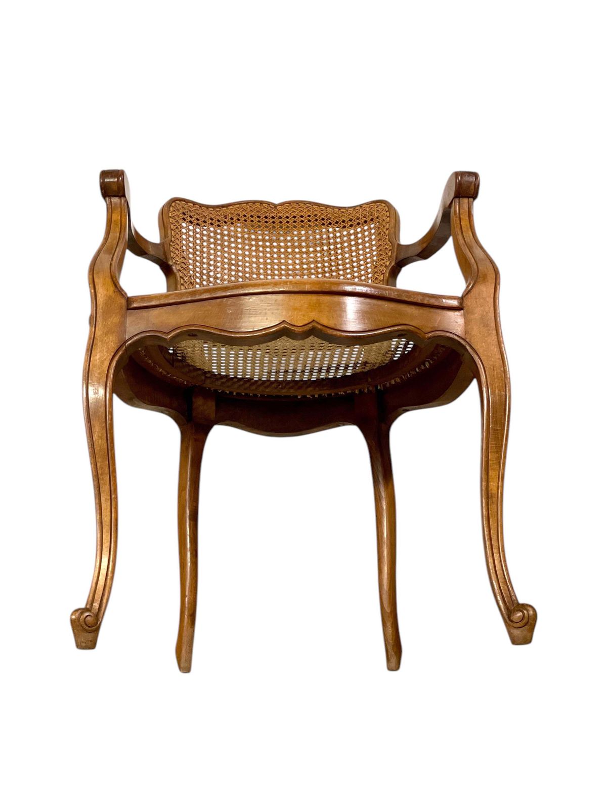 Early 20th Century Pair Of Louis XV Style Caned Fauteuils photo vintage
