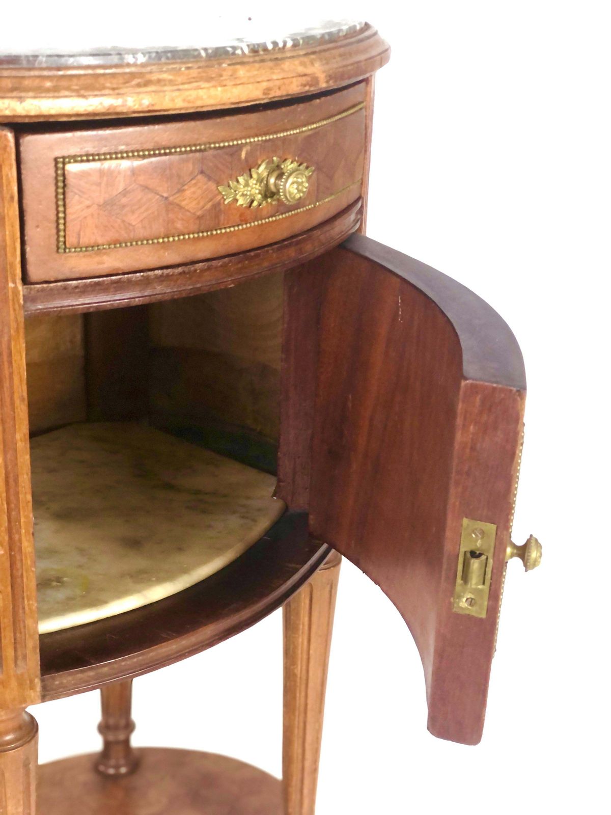 19th Century Louis XVI Oval Veneered Side Table, France photo Furniture