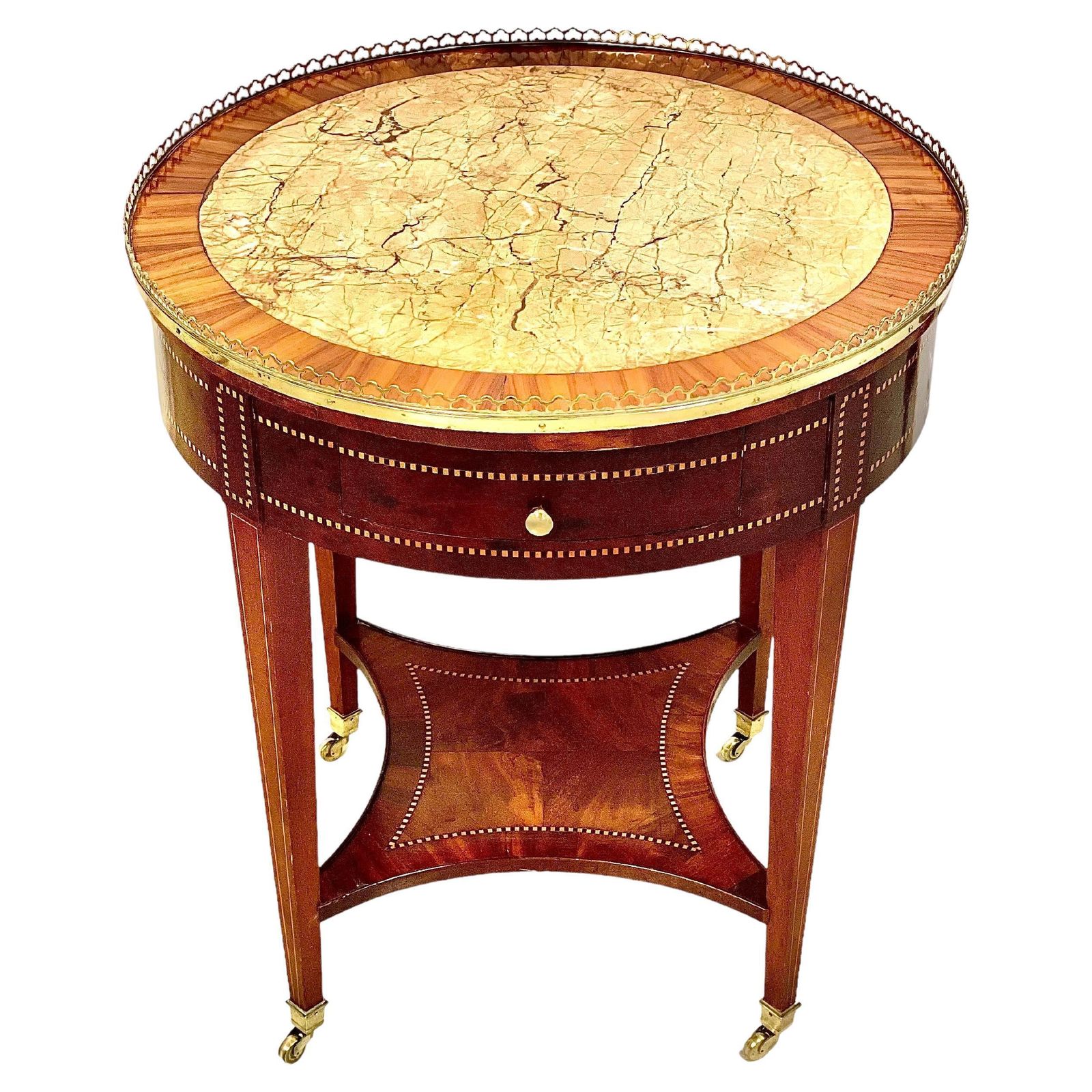 19th Century Marquetry Inlaid Gueridon Table
