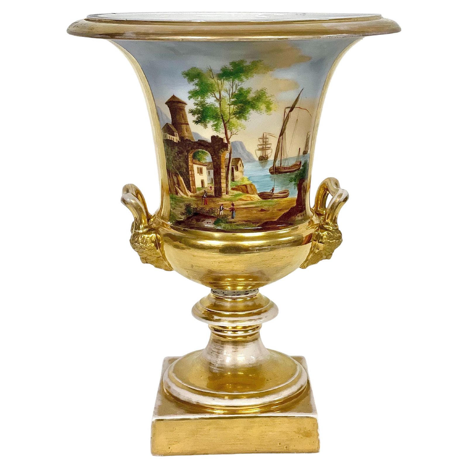Large Gilt Porcelaine De Paris Medici Vase